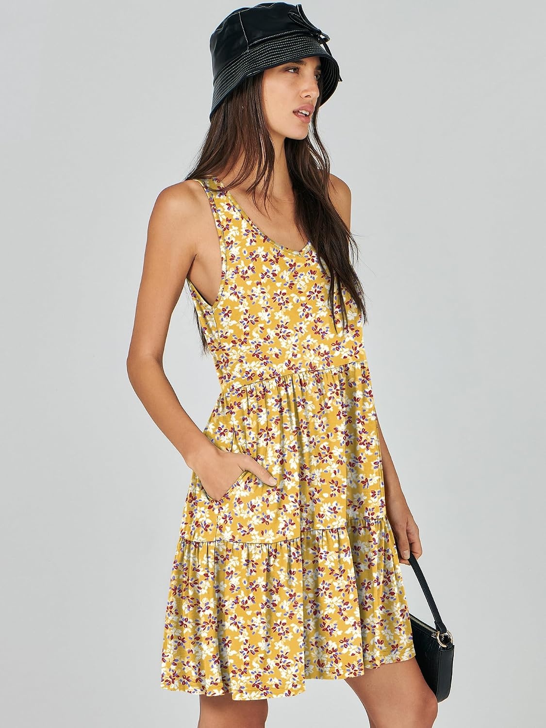 image:imageANRABESS Women Summer Sleeveless Mini Dress Casual Tank SundressYellow Floral