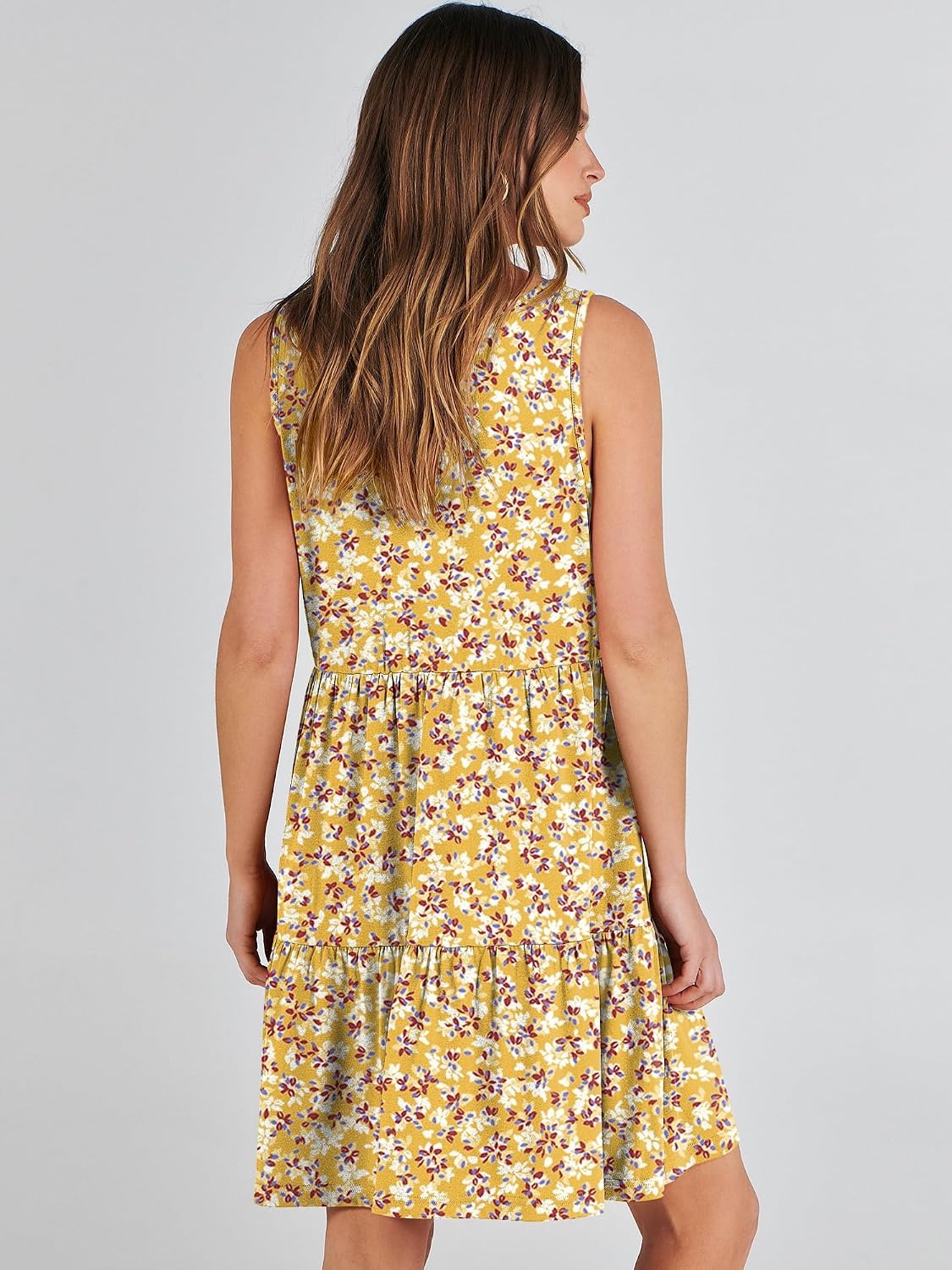 image:imageANRABESS Women Summer Sleeveless Mini Dress Casual Tank SundressYellow Floral