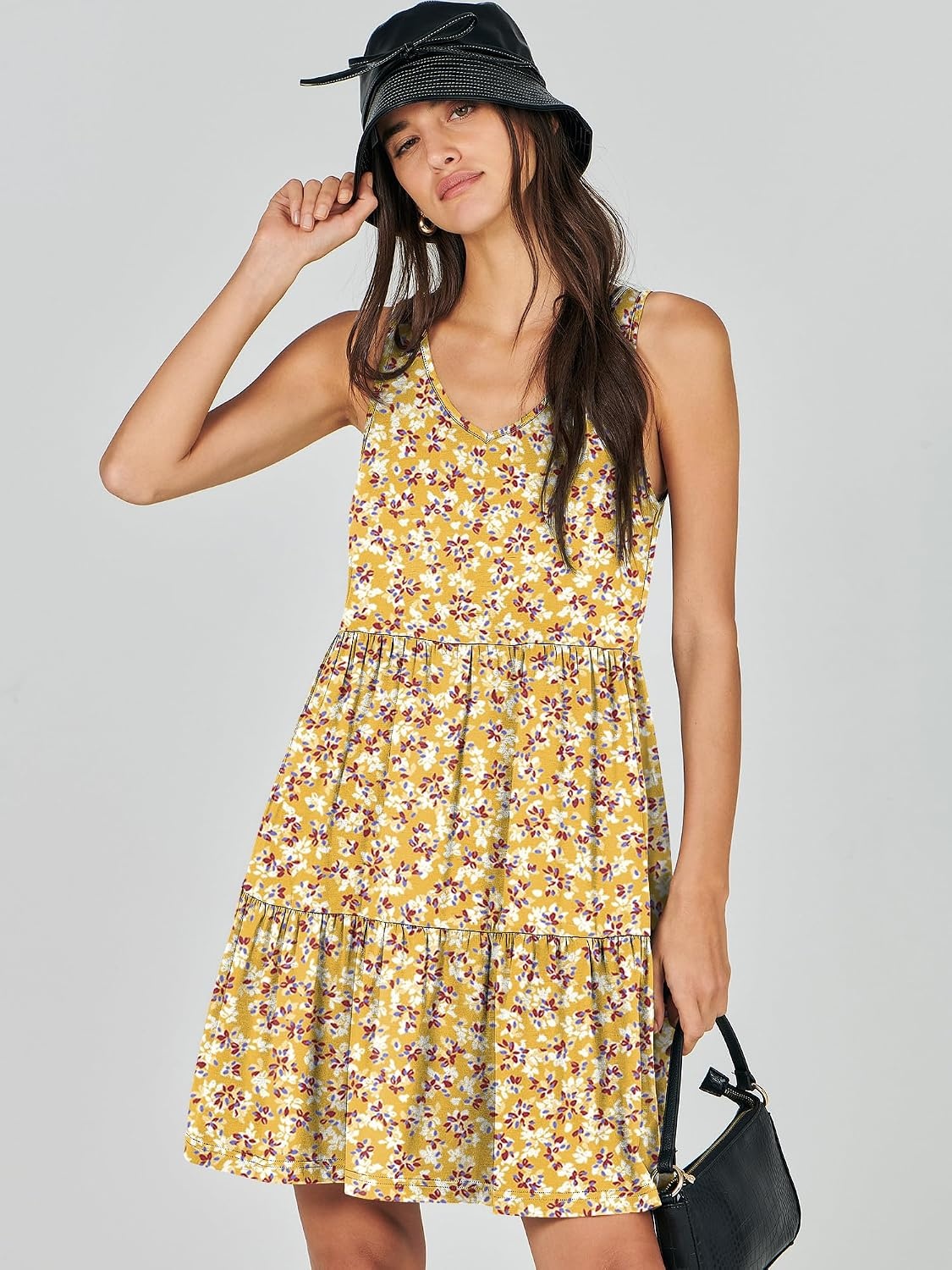 image:imageANRABESS Women Summer Sleeveless Mini Dress Casual Tank SundressYellow Floral