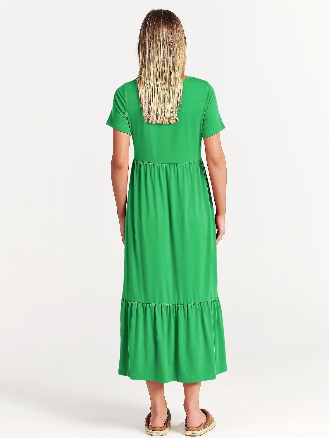 image:imageANRABESS Womens 2026 Summer Casual Short Sleeve Maxi Dress with PocketsForest