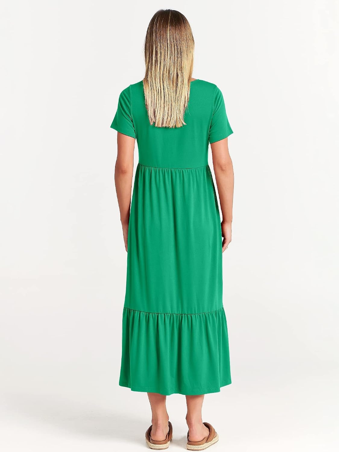 image:imageANRABESS Womens 2026 Summer Casual Short Sleeve Maxi Dress with PocketsGrass