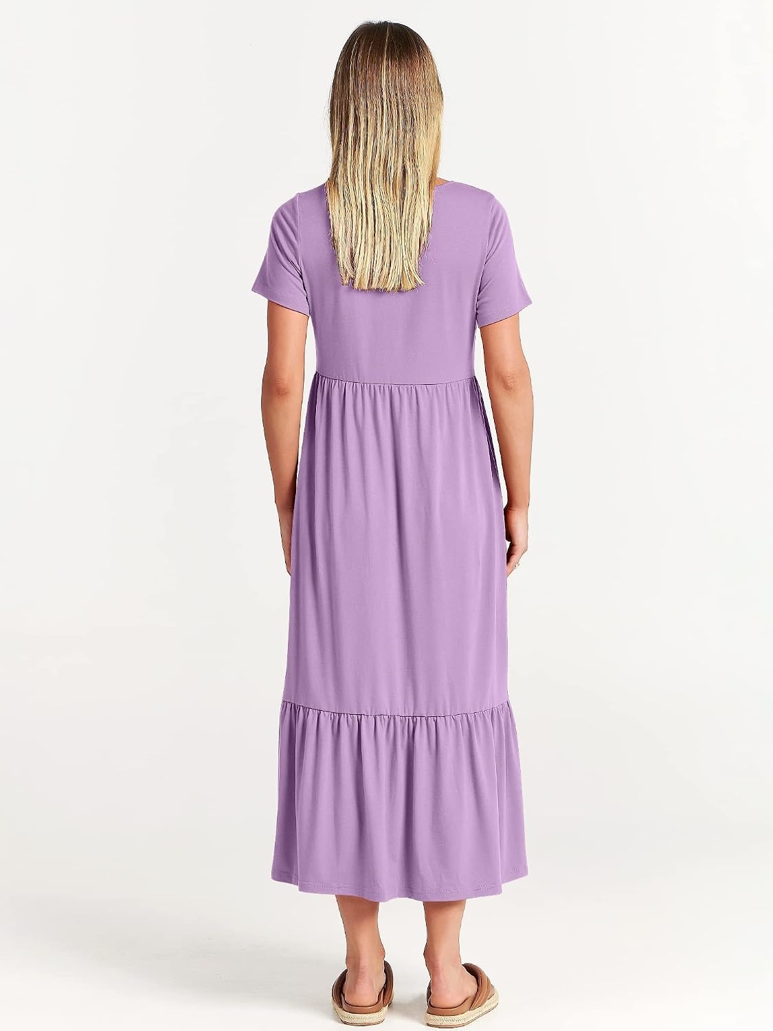 image:imageANRABESS Womens 2026 Summer Casual Short Sleeve Maxi Dress with PocketsLilac
