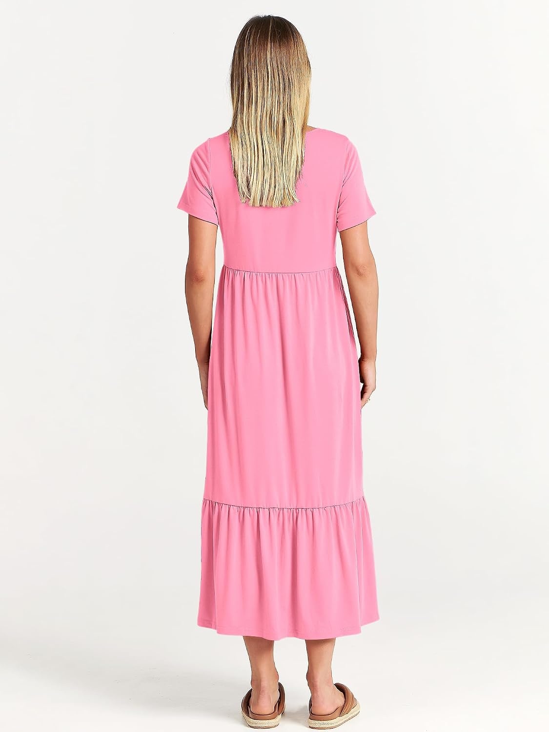 image:imageANRABESS Womens 2026 Summer Casual Short Sleeve Maxi Dress with PocketsPink