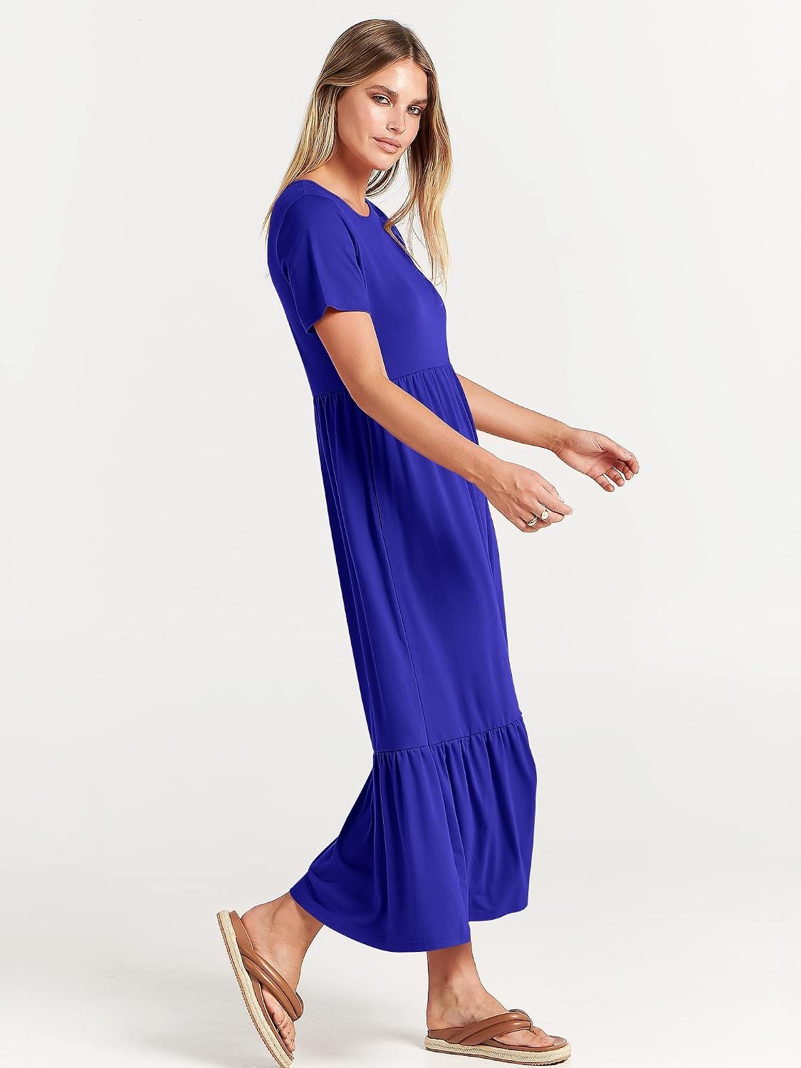 image:imageANRABESS Womens 2026 Summer Casual Short Sleeve Maxi Dress with PocketsRoyal Blue