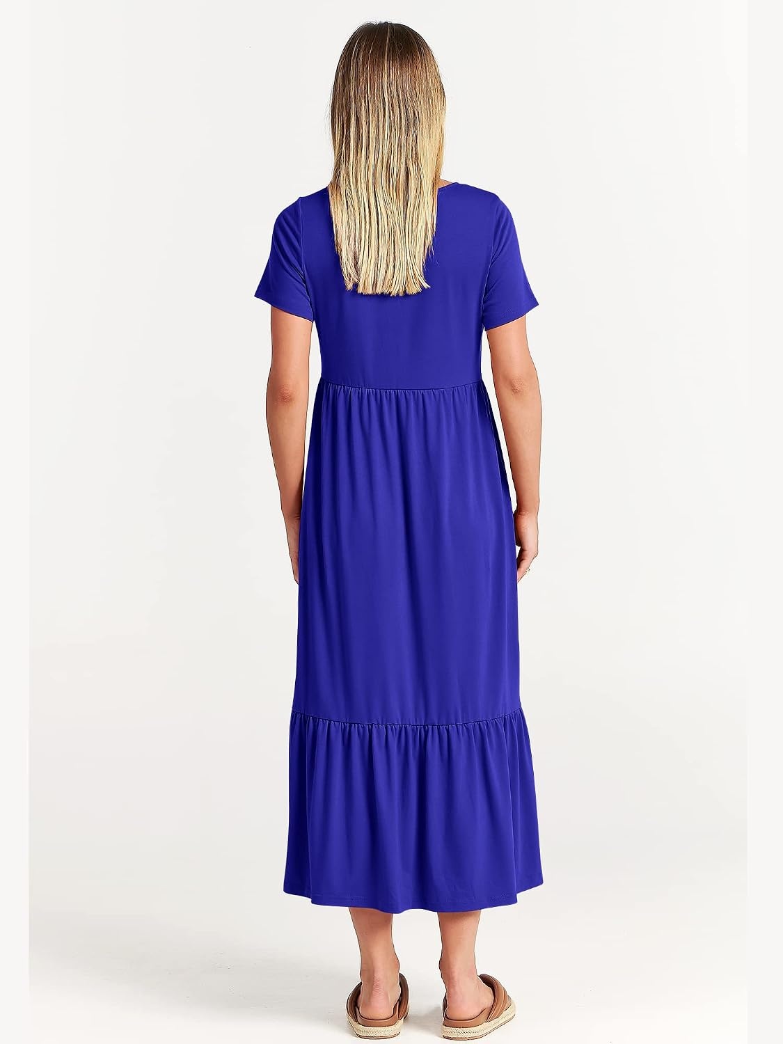 image:imageANRABESS Womens 2026 Summer Casual Short Sleeve Maxi Dress with PocketsRoyal Blue