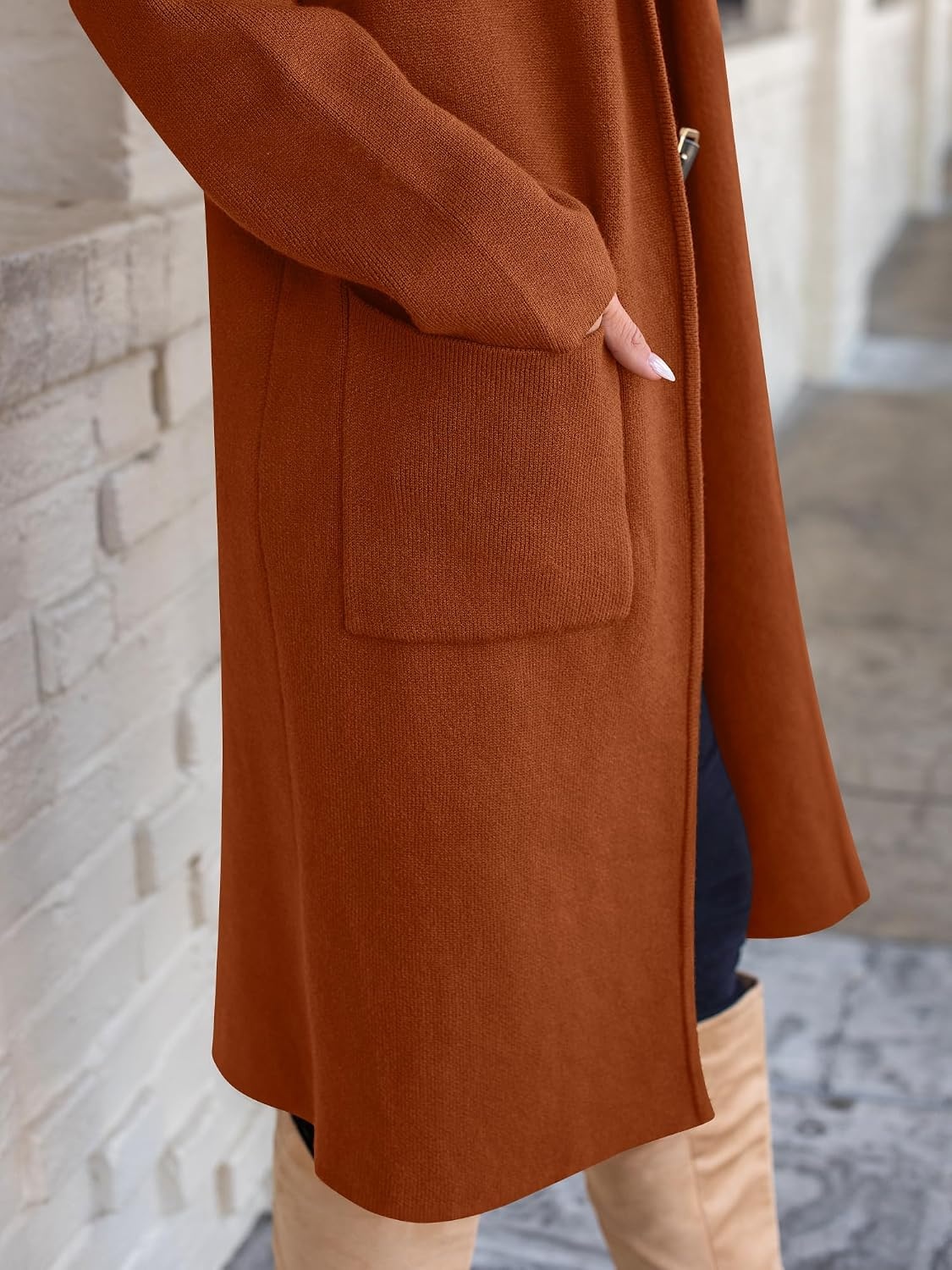 image:imageANRABESS Womens Cardigan Long Sweater Oversized Open Front Knit Coatigan Duster Coat 2026 Trendy Fall Outfits OuterwearCaramel