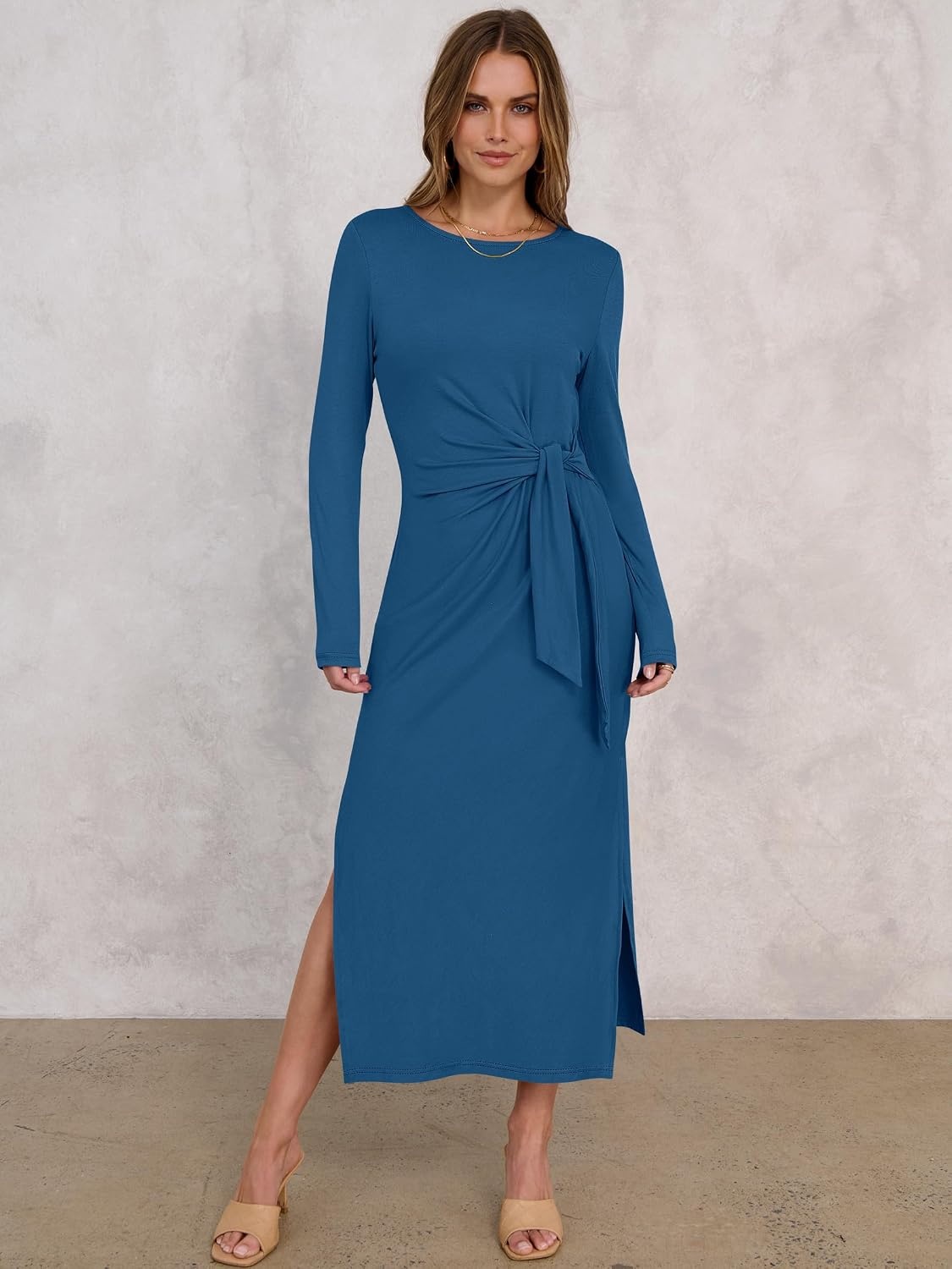 image:imageANRABESS Womens Fall Long Sleeve Casual Maxi DressCyan