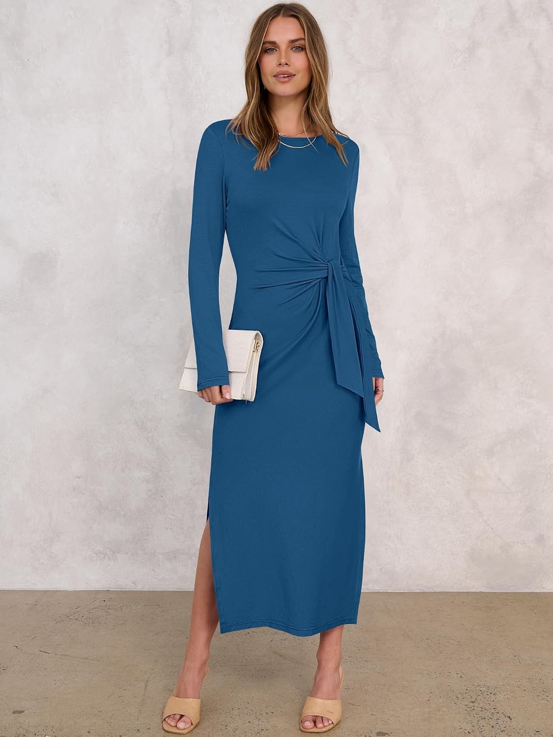 image:imageANRABESS Womens Fall Long Sleeve Casual Maxi DressCyan