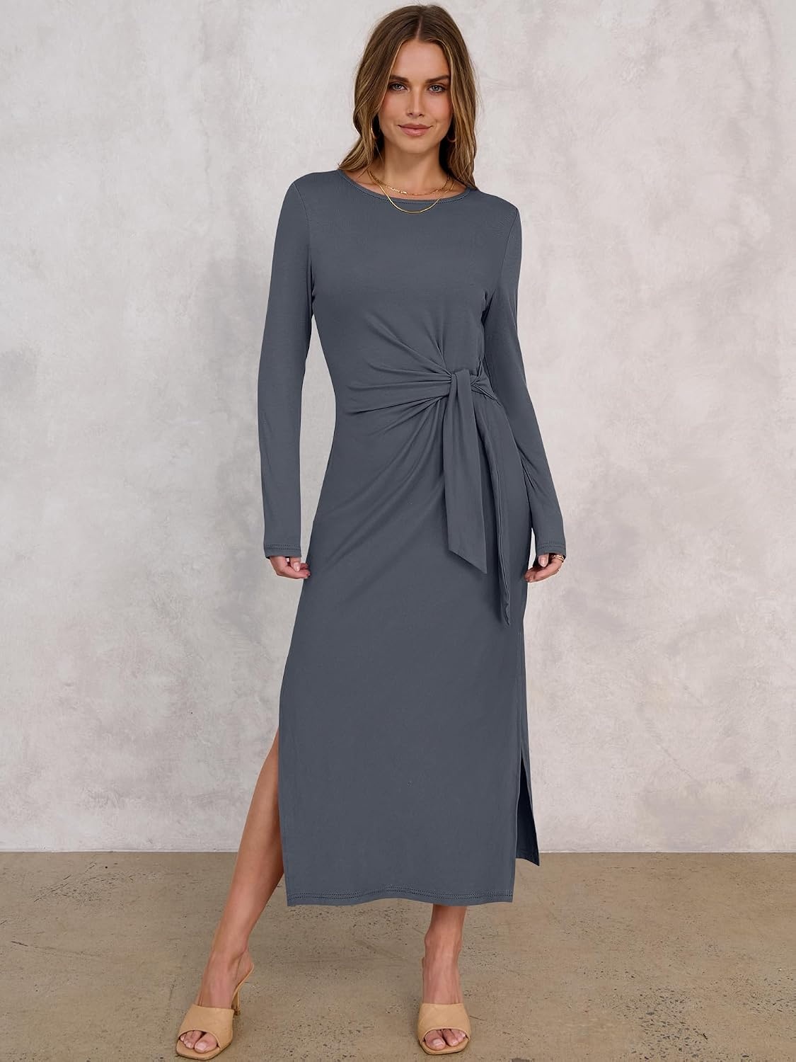 image:imageANRABESS Womens Fall Long Sleeve Casual Maxi DressDeep Gray