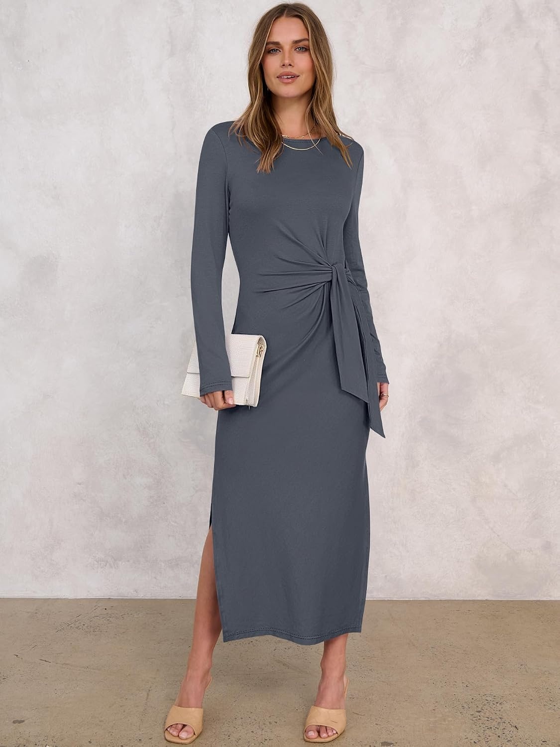 image:imageANRABESS Womens Fall Long Sleeve Casual Maxi DressDeep Gray