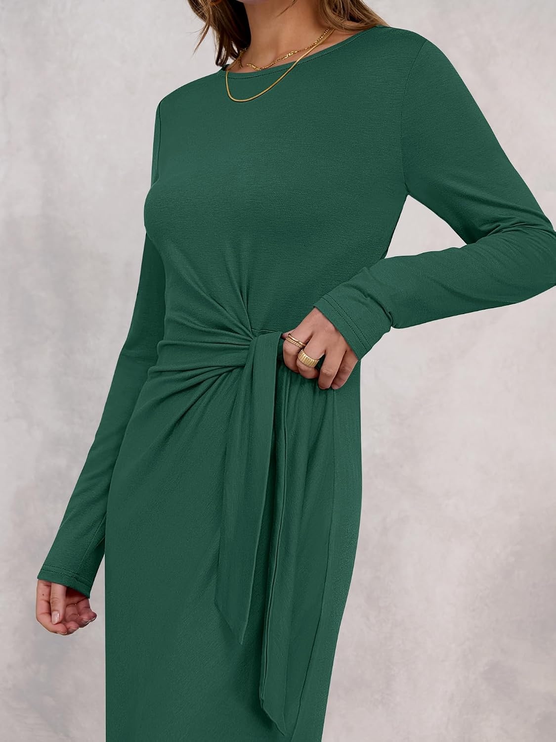 image:imageANRABESS Womens Fall Long Sleeve Casual Maxi DressDeep Green