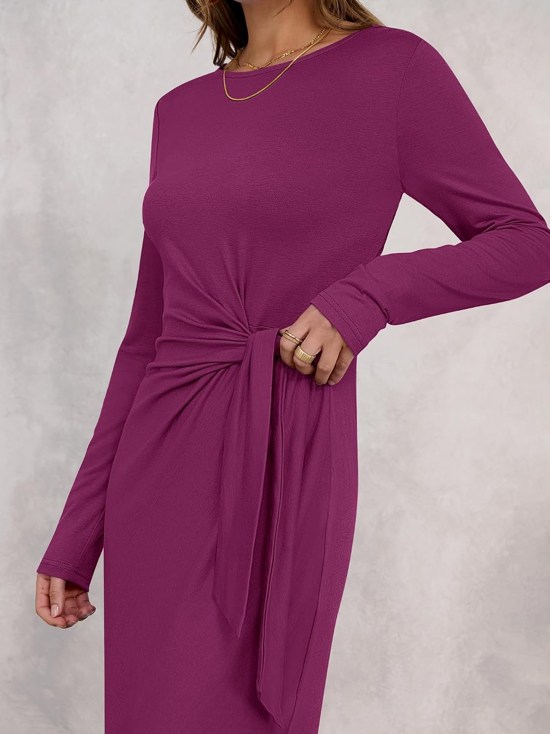 image:imageANRABESS Womens Fall Long Sleeve Casual Maxi DressDeep Purple