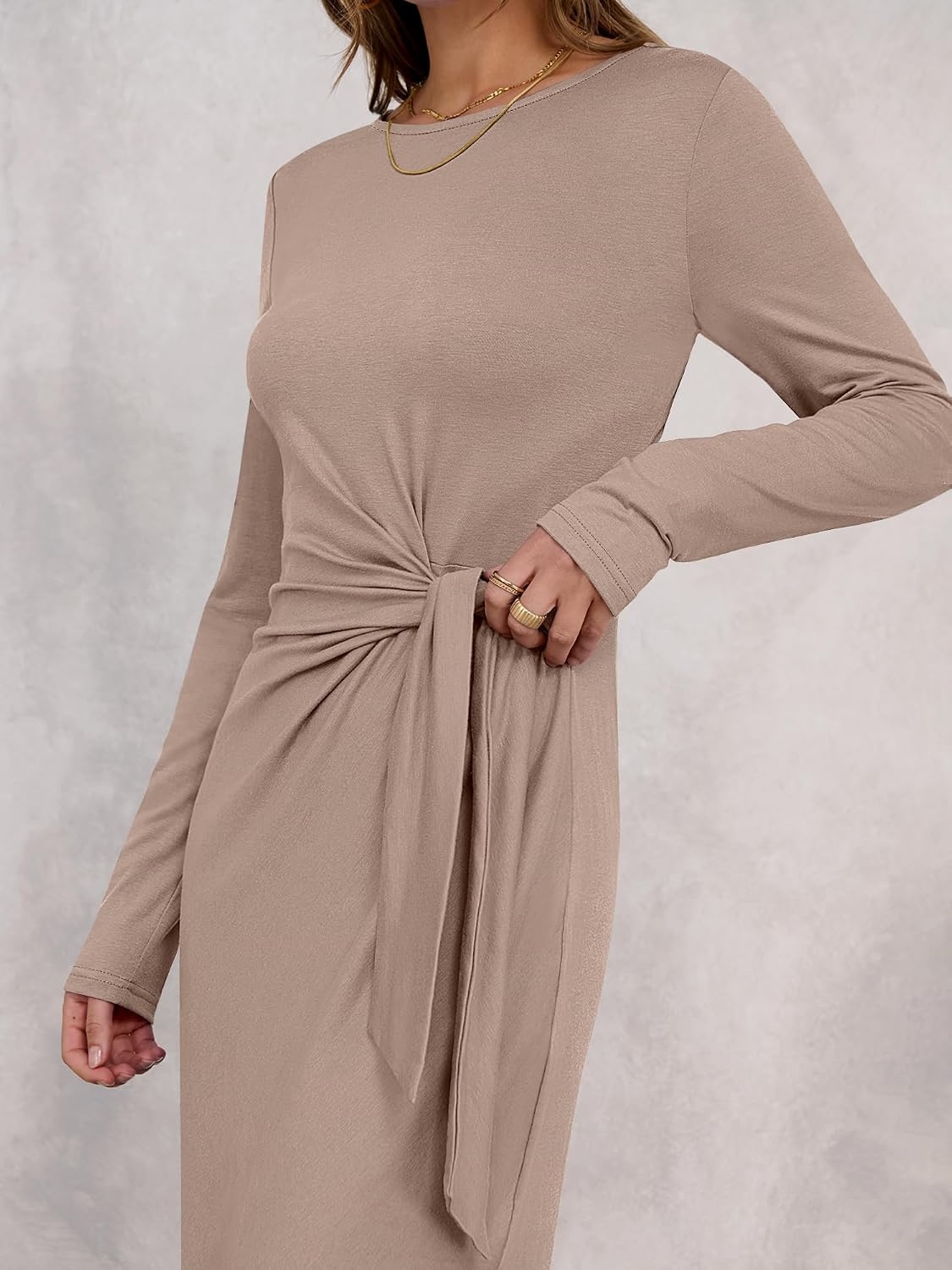 image:imageANRABESS Womens Fall Long Sleeve Casual Maxi DressKhaki
