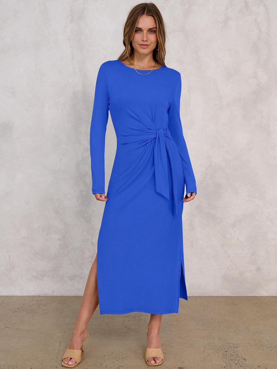 image:imageANRABESS Womens Fall Long Sleeve Casual Maxi DressRoyal Blue