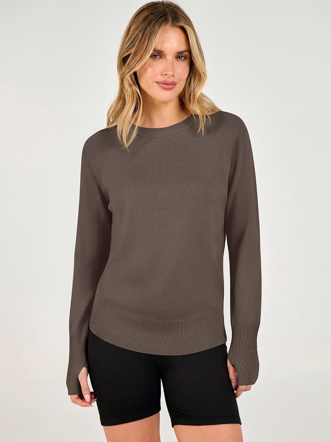 image:imageANRABESS Womens Fall Long Sleeve Lightweight SweatersNutmeg