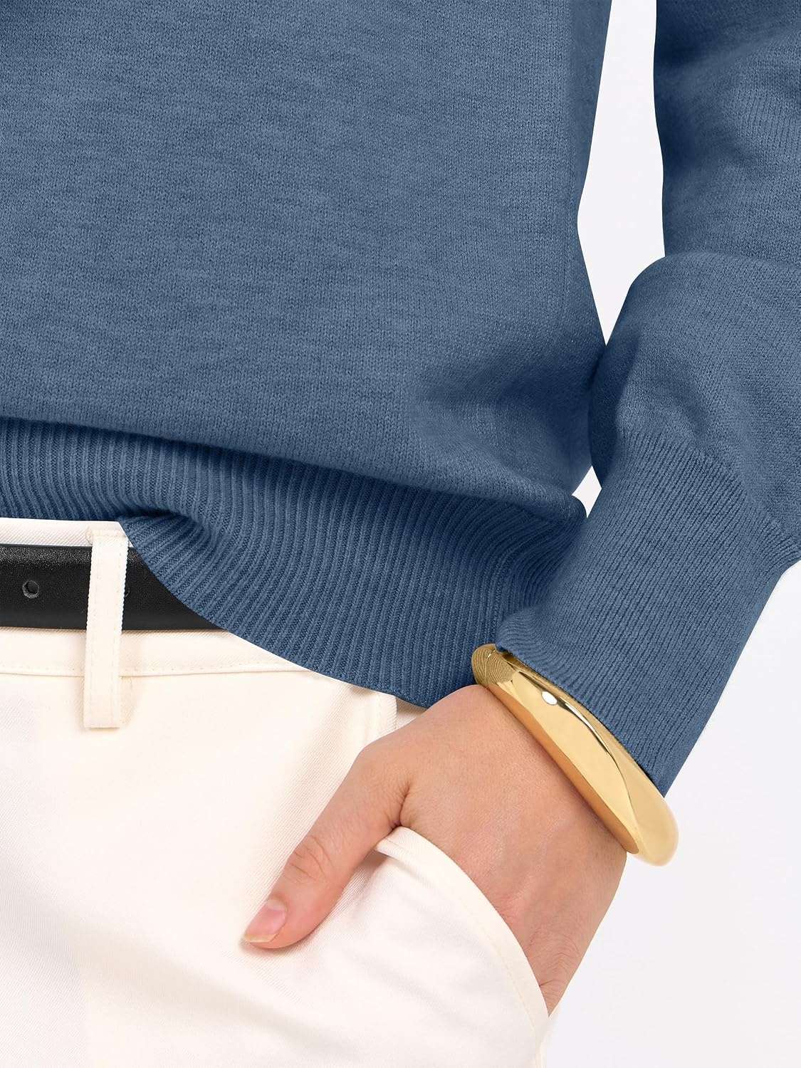 image:imageANRABESS Womens Fall Long Sleeve V Neck Lightweight Sweaters TopDeep Blue