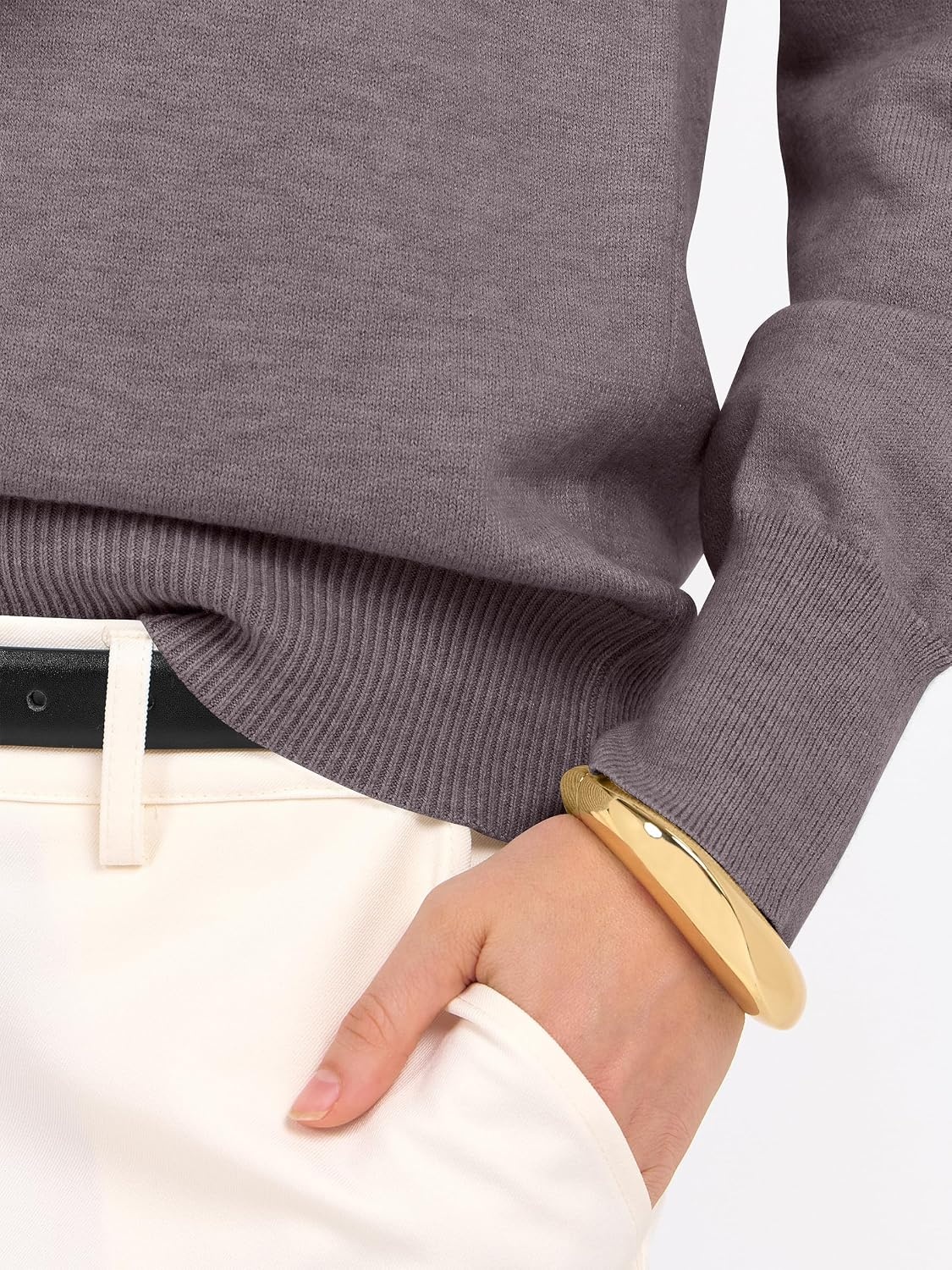image:imageANRABESS Womens Fall Long Sleeve V Neck Lightweight Sweaters TopNutmeg