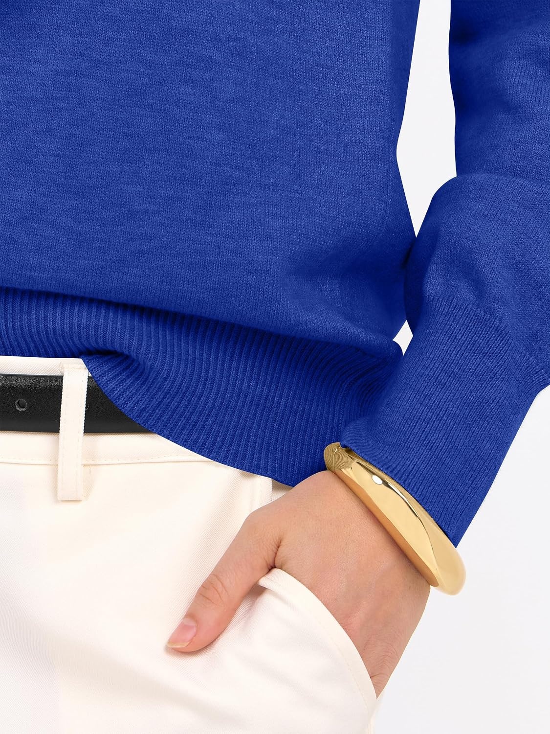 image:imageANRABESS Womens Fall Long Sleeve V Neck Lightweight Sweaters TopRoyal Blue