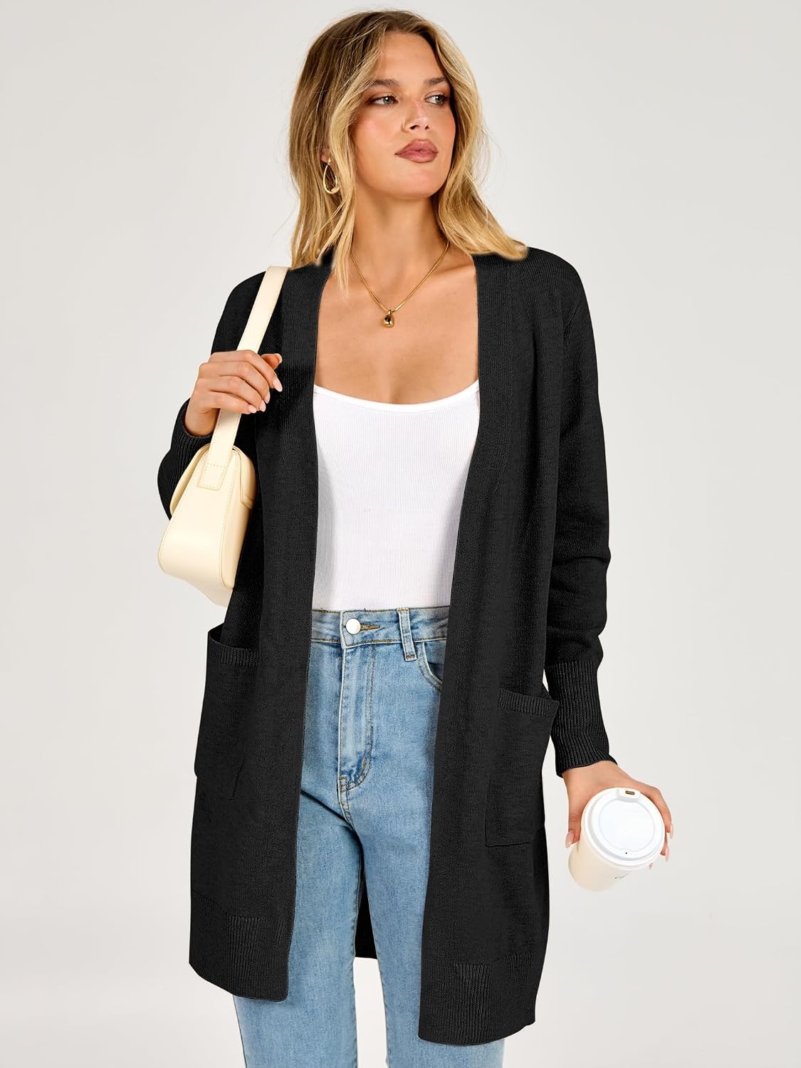 image:imageANRABESS Womens Lightweight Long Cardigan Sweaters 2026 Fall OutfitsBlack