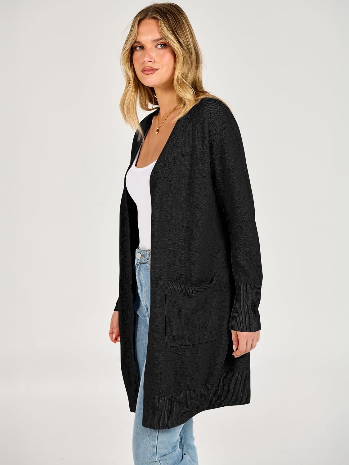 image:imageANRABESS Womens Lightweight Long Cardigan Sweaters 2026 Fall OutfitsBlack