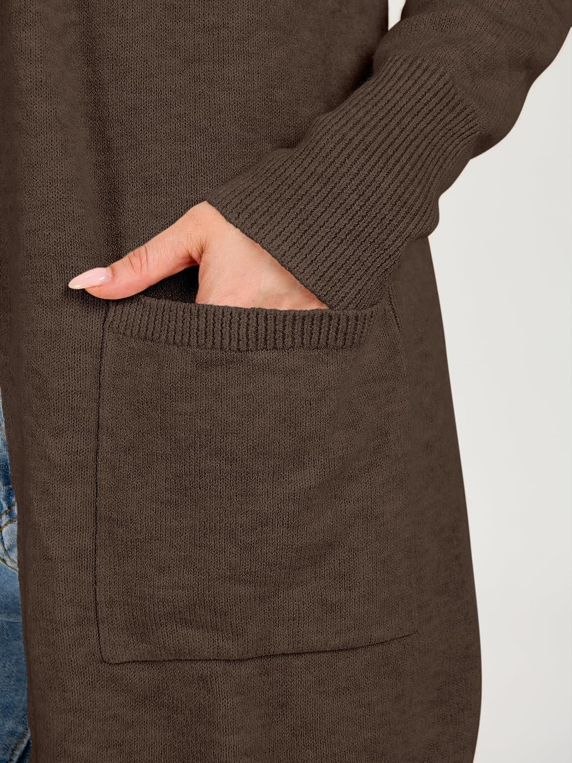 image:imageANRABESS Womens Lightweight Long Cardigan Sweaters 2026 Fall OutfitsBrown