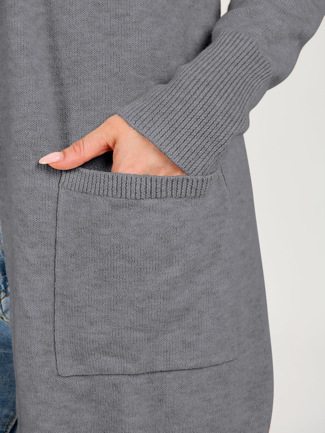 image:imageANRABESS Womens Lightweight Long Cardigan Sweaters 2026 Fall OutfitsDark Grey