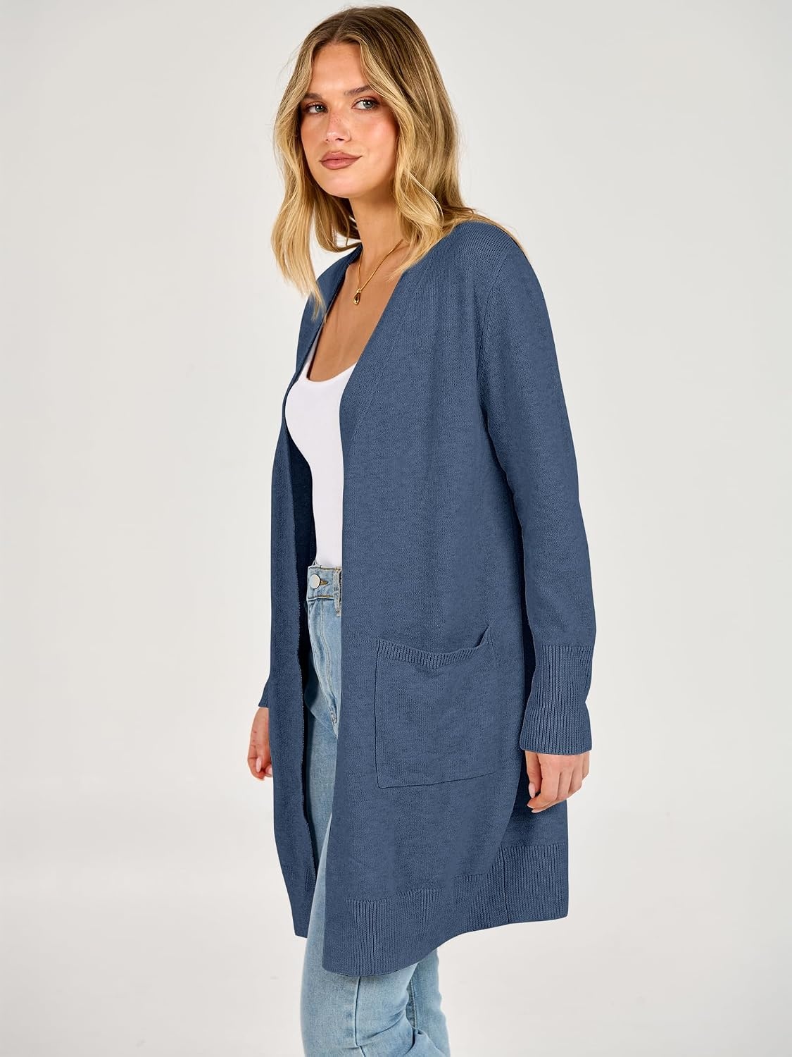 image:imageANRABESS Womens Lightweight Long Cardigan Sweaters 2026 Fall OutfitsDeep Blue