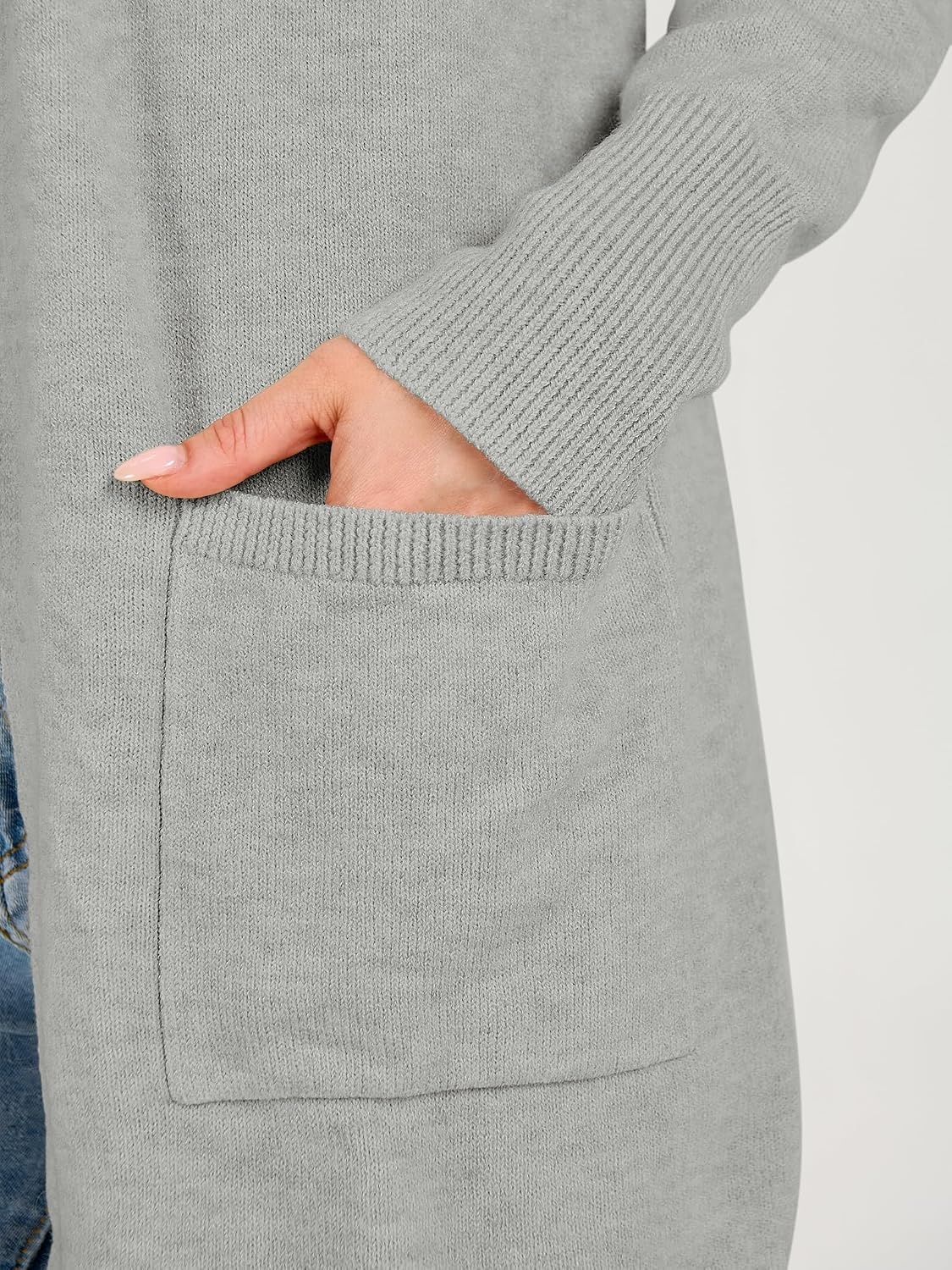 image:imageANRABESS Womens Lightweight Long Cardigan Sweaters 2026 Fall OutfitsGrey