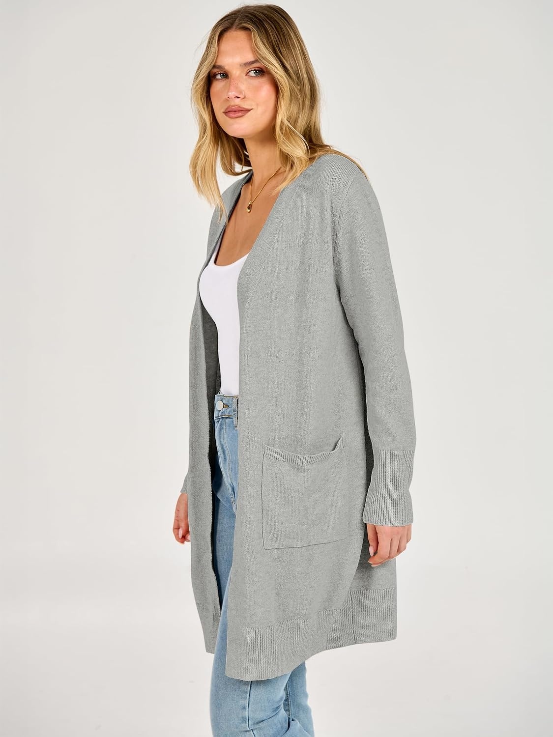 image:imageANRABESS Womens Lightweight Long Cardigan Sweaters 2026 Fall OutfitsGrey