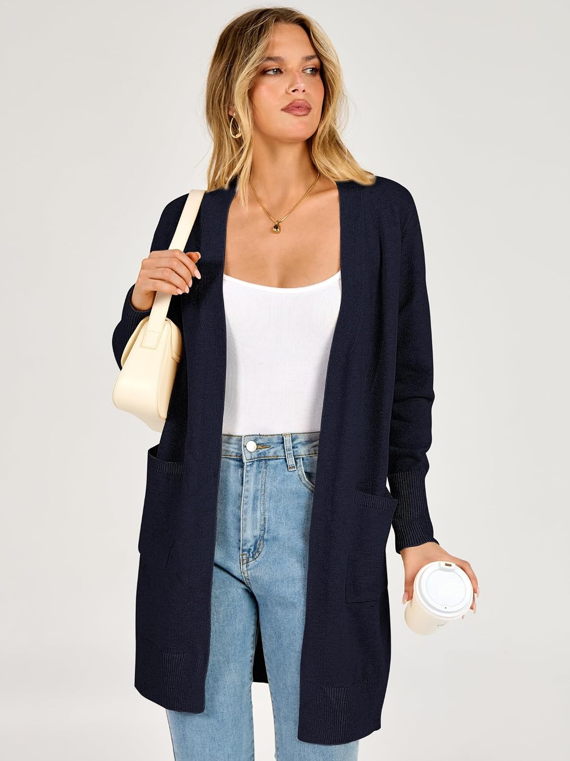 image:imageANRABESS Womens Lightweight Long Cardigan Sweaters 2026 Fall OutfitsNavy Blue