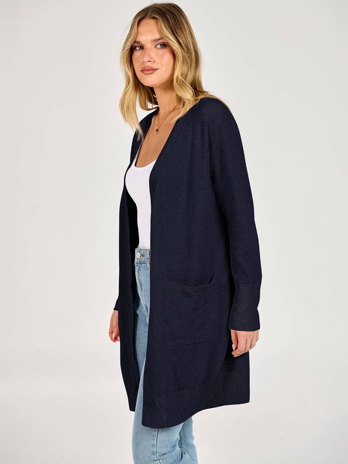 image:imageANRABESS Womens Lightweight Long Cardigan Sweaters 2026 Fall OutfitsNavy Blue