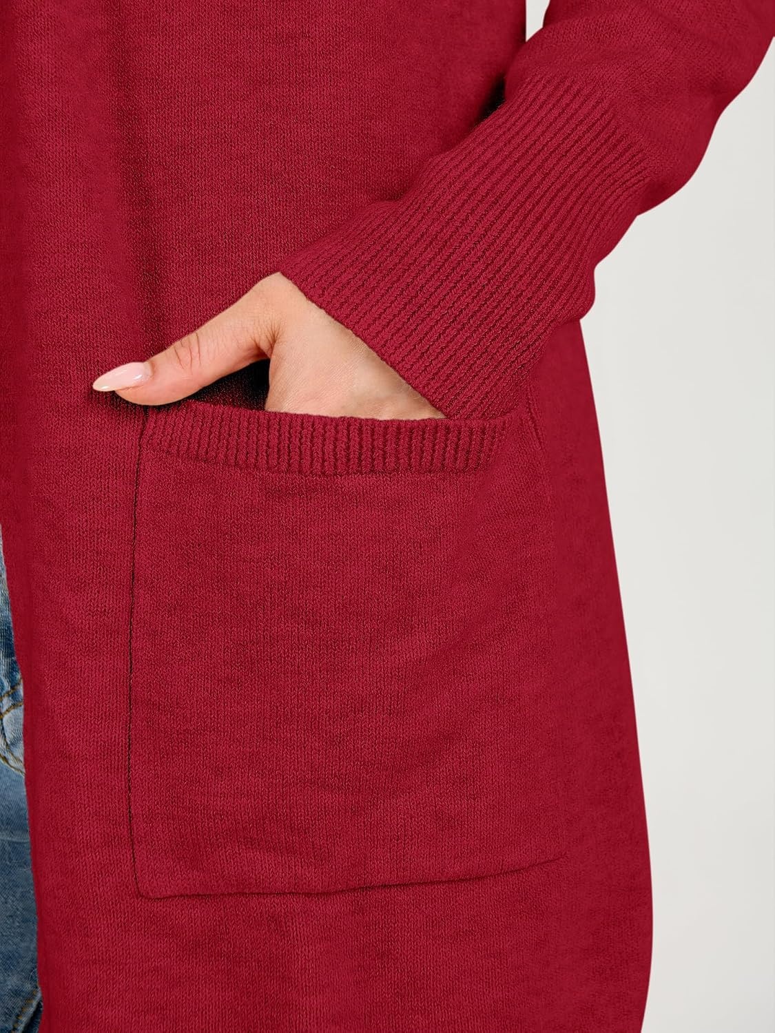 image:imageANRABESS Womens Lightweight Long Cardigan Sweaters 2026 Fall OutfitsRed
