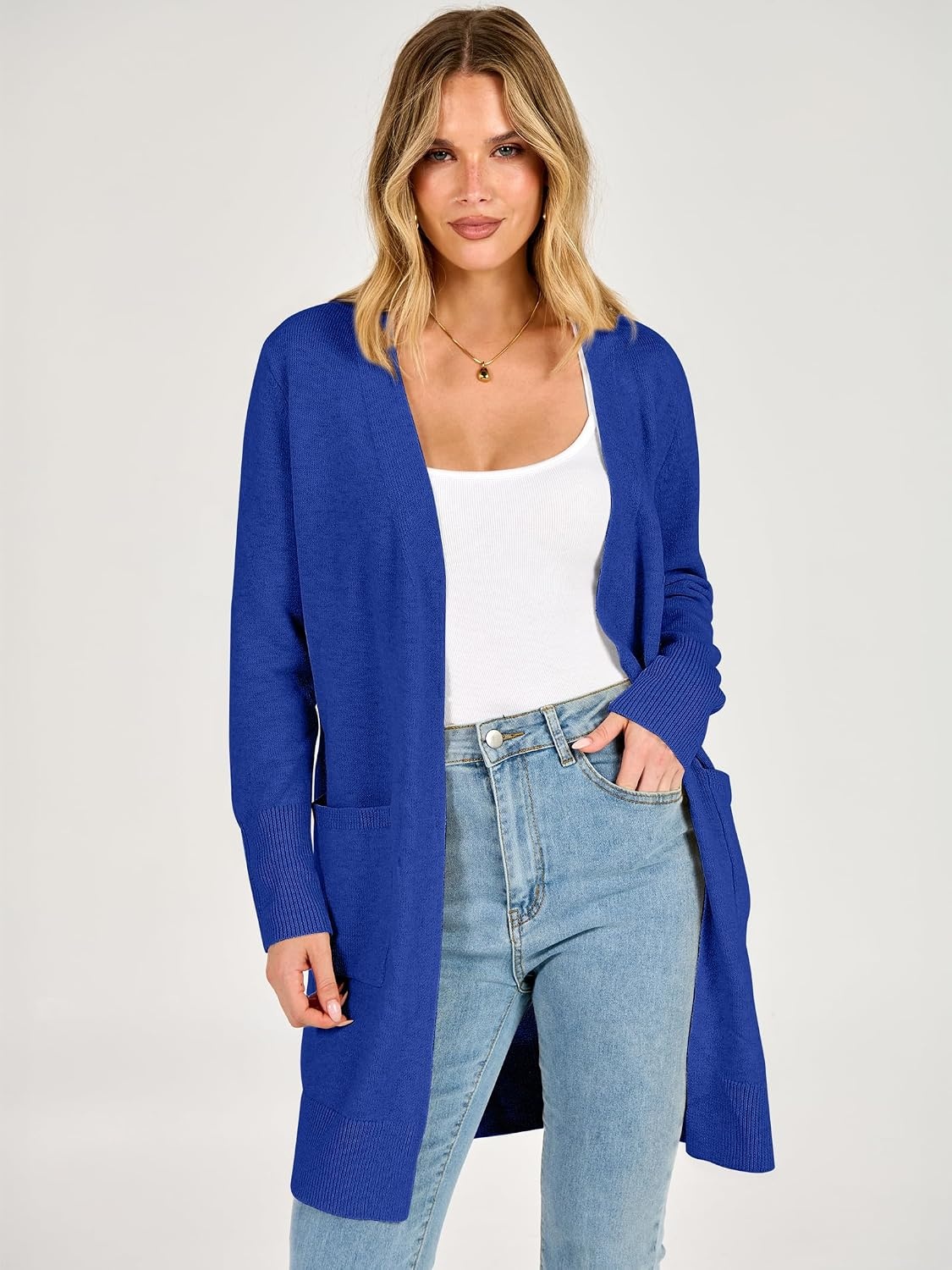 image:imageANRABESS Womens Lightweight Long Cardigan Sweaters 2026 Fall OutfitsRoyal Blue