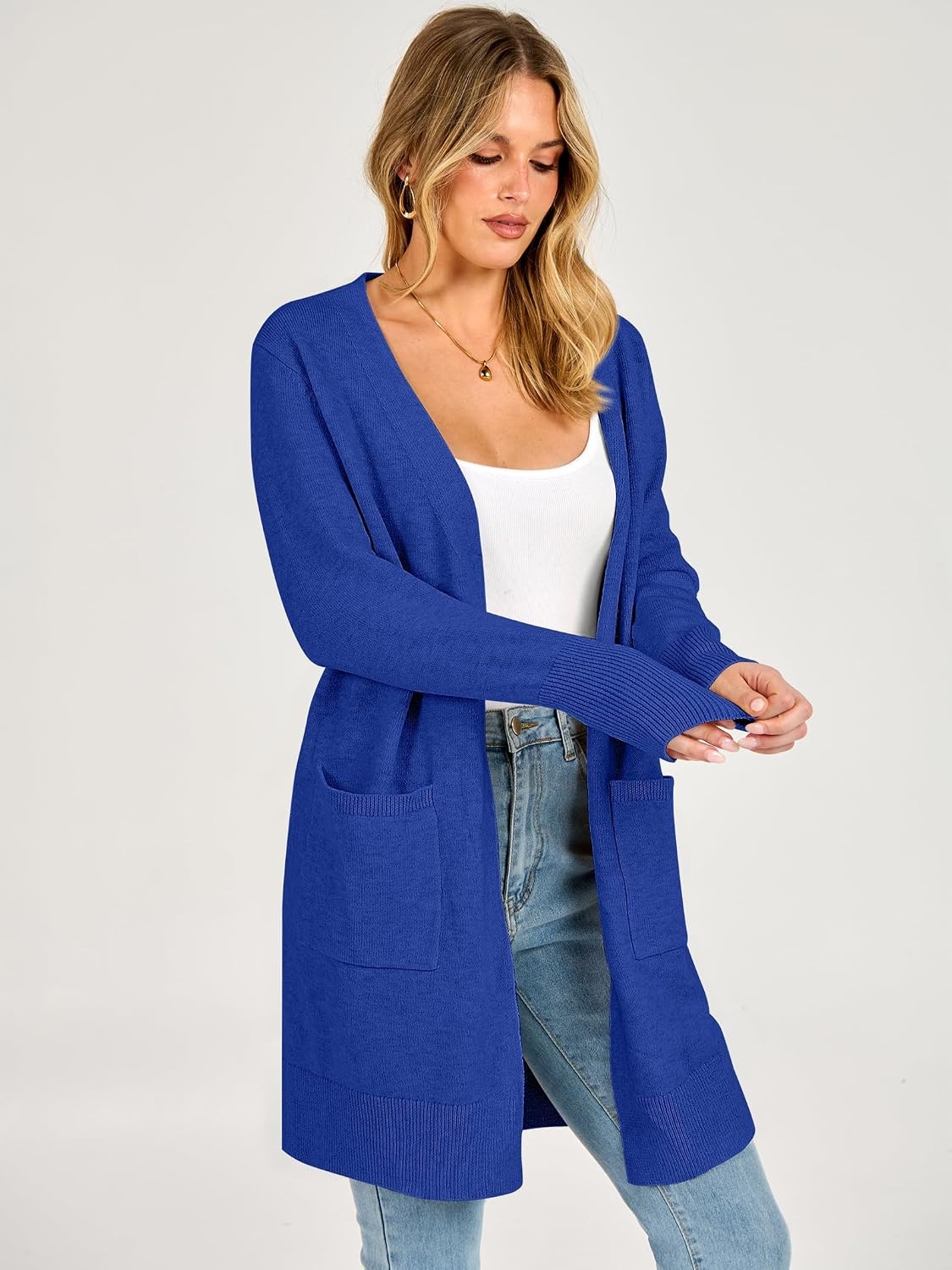 image:imageANRABESS Womens Lightweight Long Cardigan Sweaters 2026 Fall OutfitsRoyal Blue
