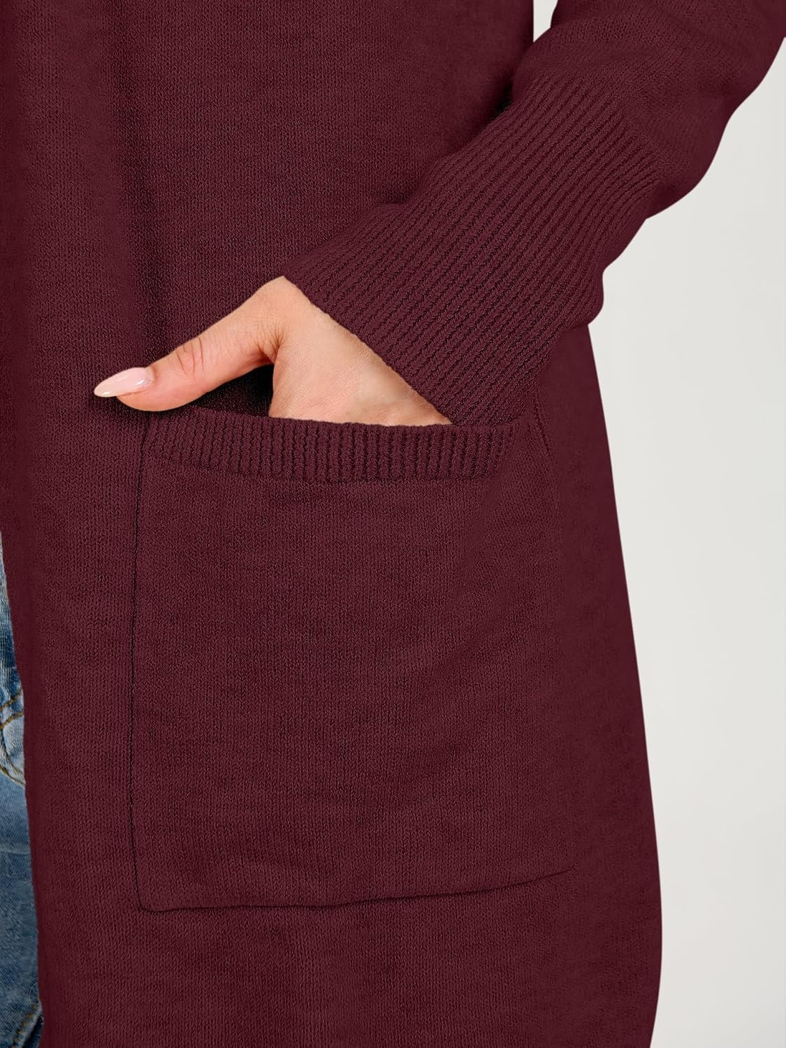 image:imageANRABESS Womens Lightweight Long Cardigan Sweaters 2026 Fall OutfitsWine Red
