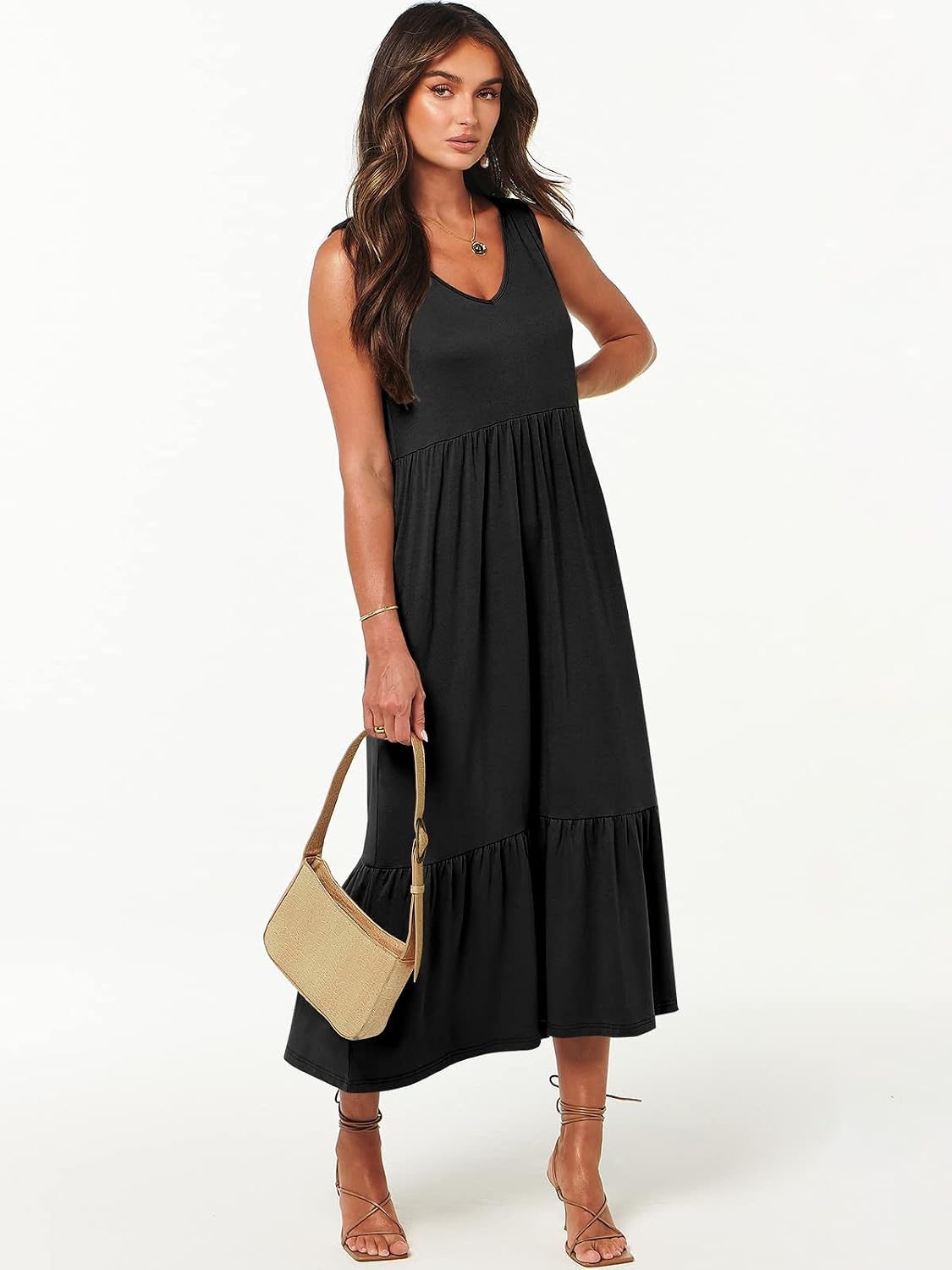 image:imageANRABESS Womens Sleeveless Summer Casual Maxi Dresses with PocketsBlack