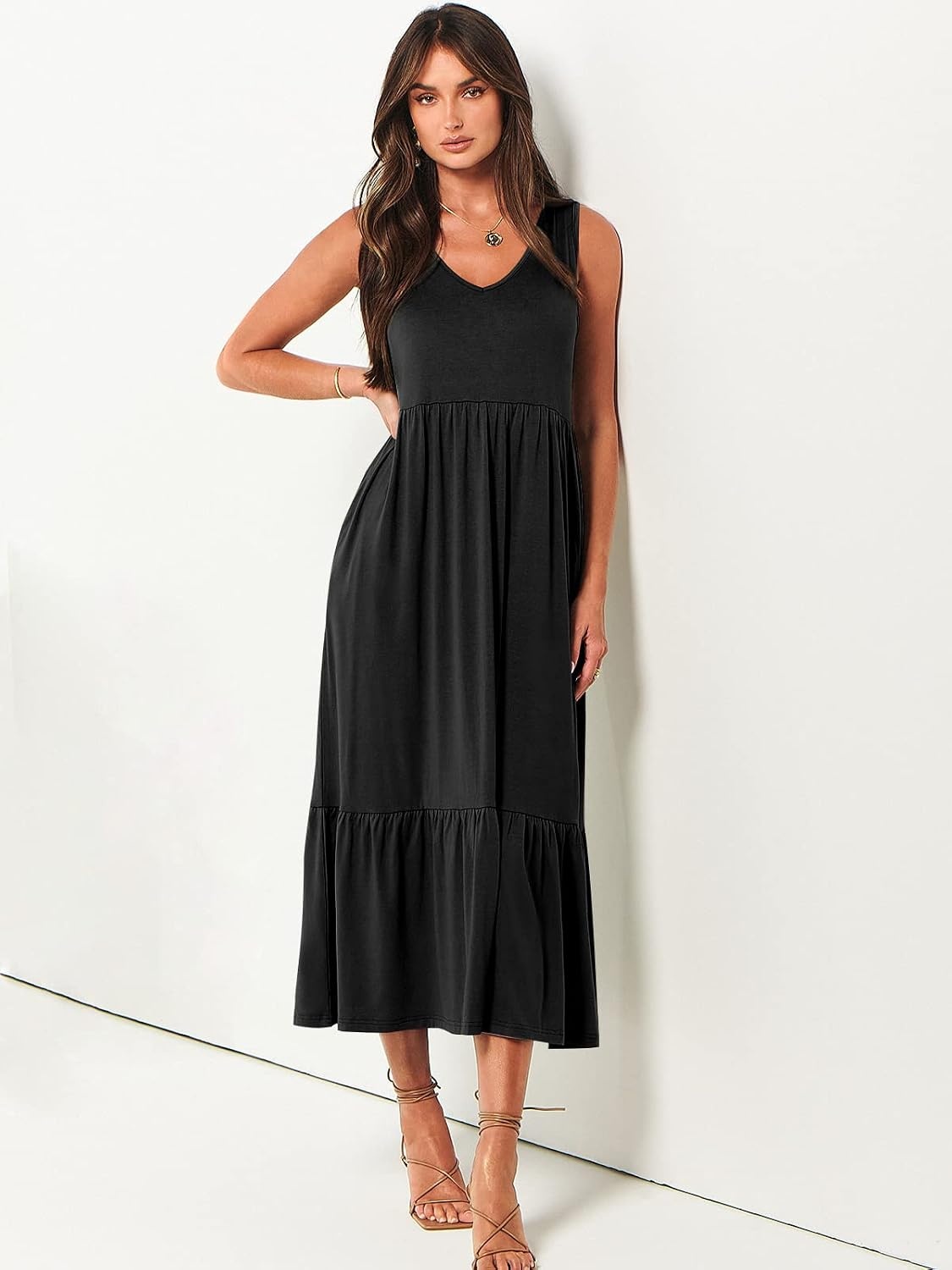 image:imageANRABESS Womens Sleeveless Summer Casual Maxi Dresses with PocketsBlack