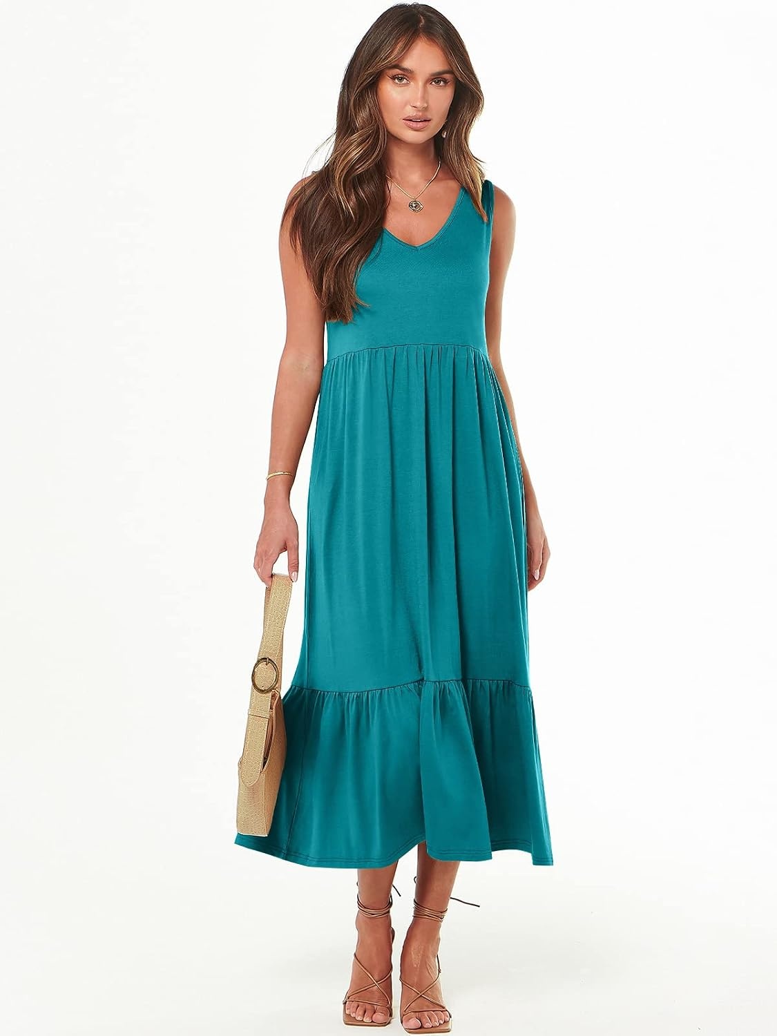 image:imageANRABESS Womens Sleeveless Summer Casual Maxi Dresses with PocketsLake