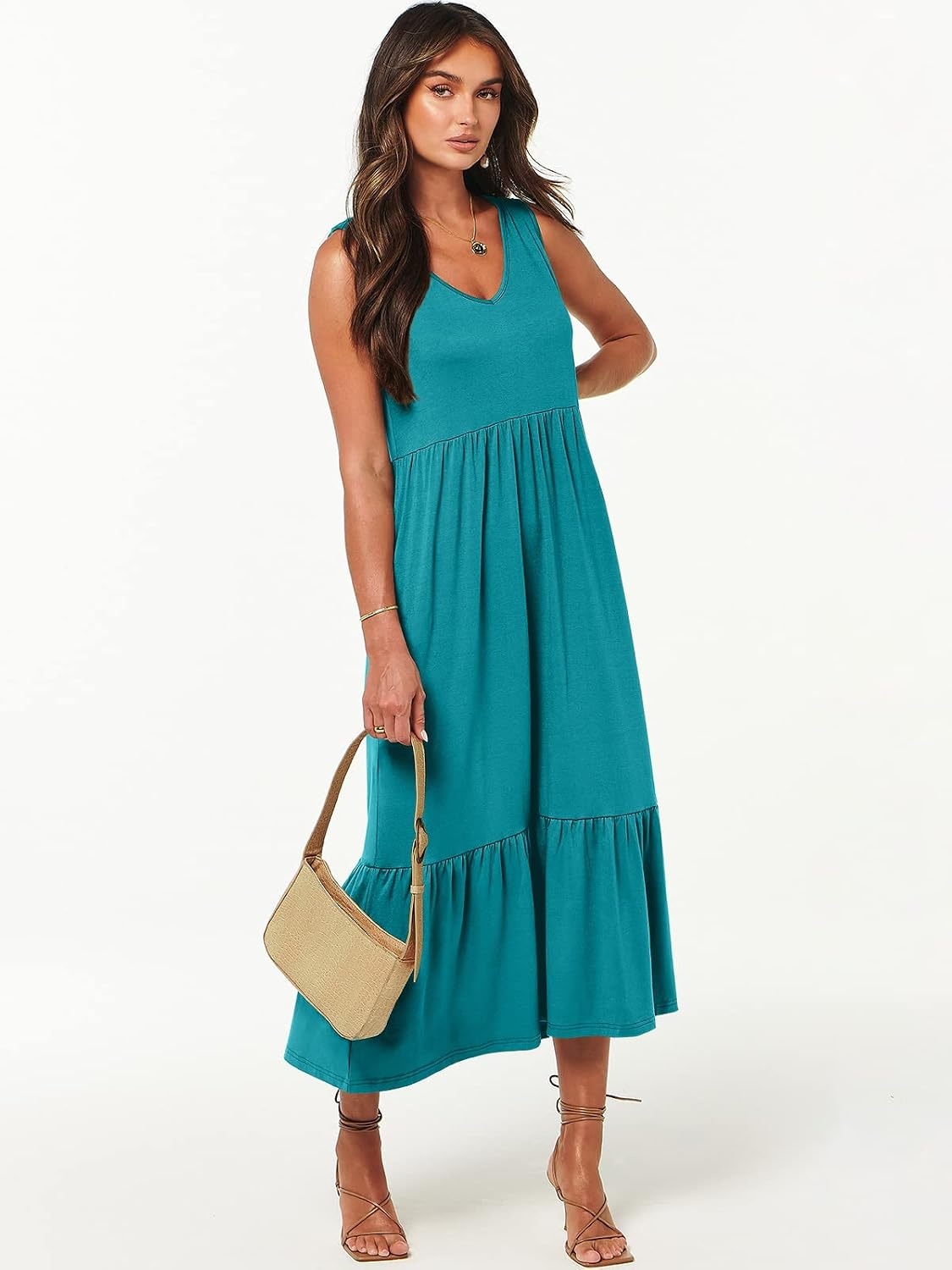 image:imageANRABESS Womens Sleeveless Summer Casual Maxi Dresses with PocketsLake