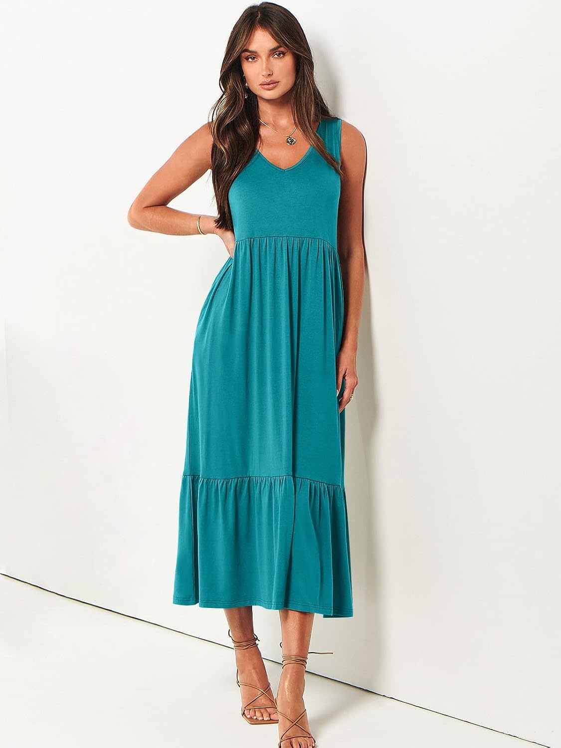 image:imageANRABESS Womens Sleeveless Summer Casual Maxi Dresses with PocketsLake