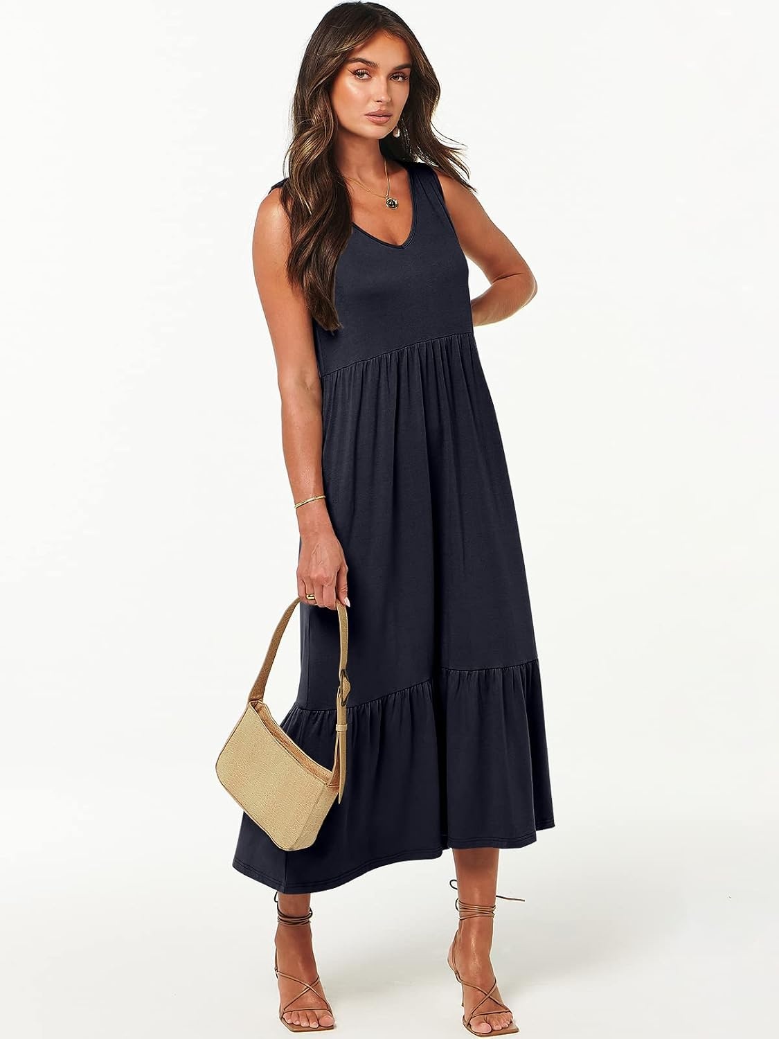 image:imageANRABESS Womens Sleeveless Summer Casual Maxi Dresses with PocketsNavy Blue