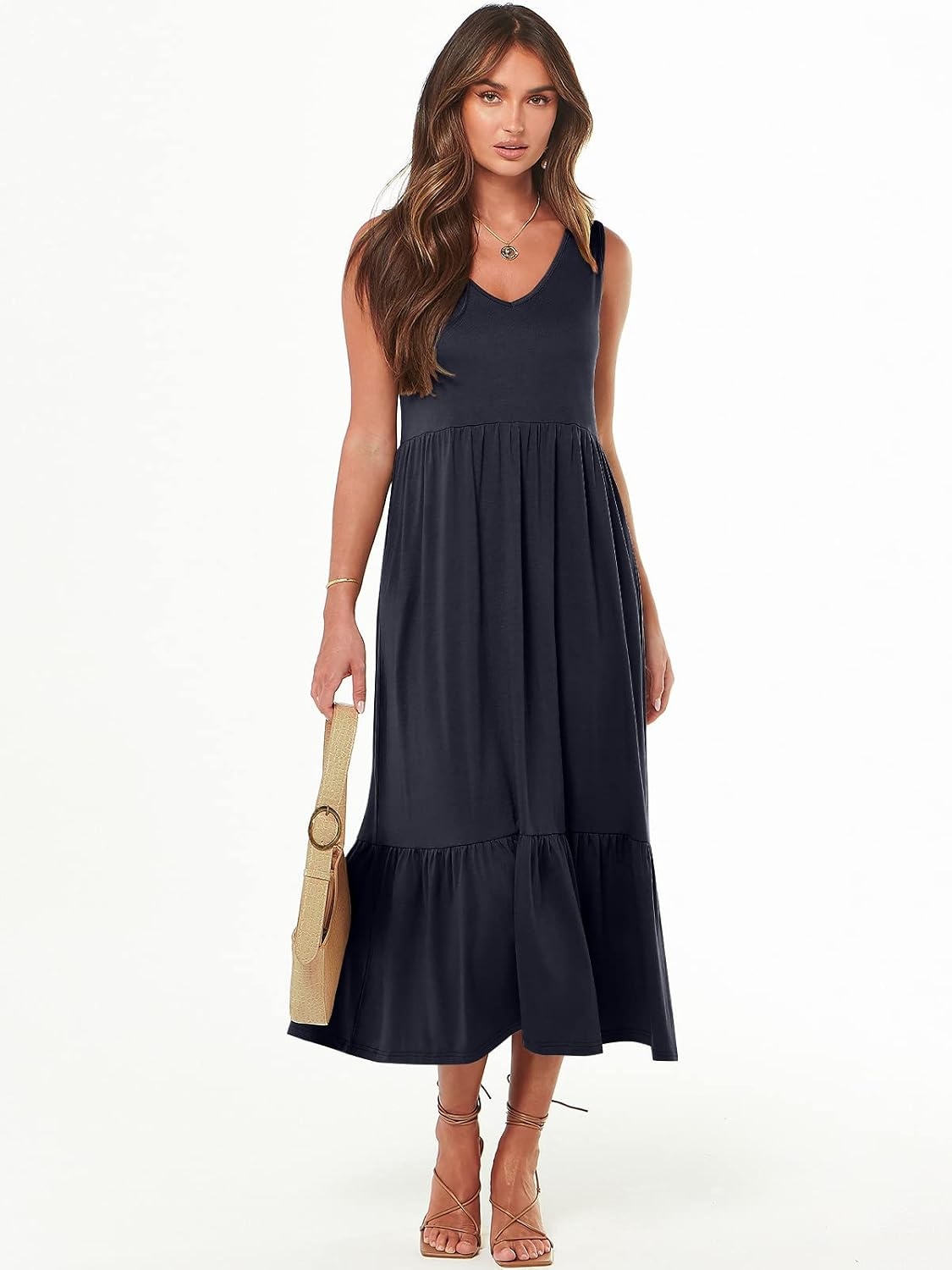 image:imageANRABESS Womens Sleeveless Summer Casual Maxi Dresses with PocketsNavy Blue