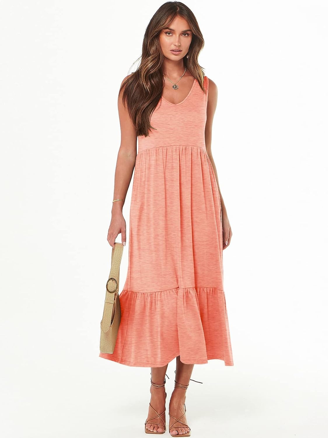 image:imageANRABESS Womens Sleeveless Summer Casual Maxi Dresses with PocketsPink