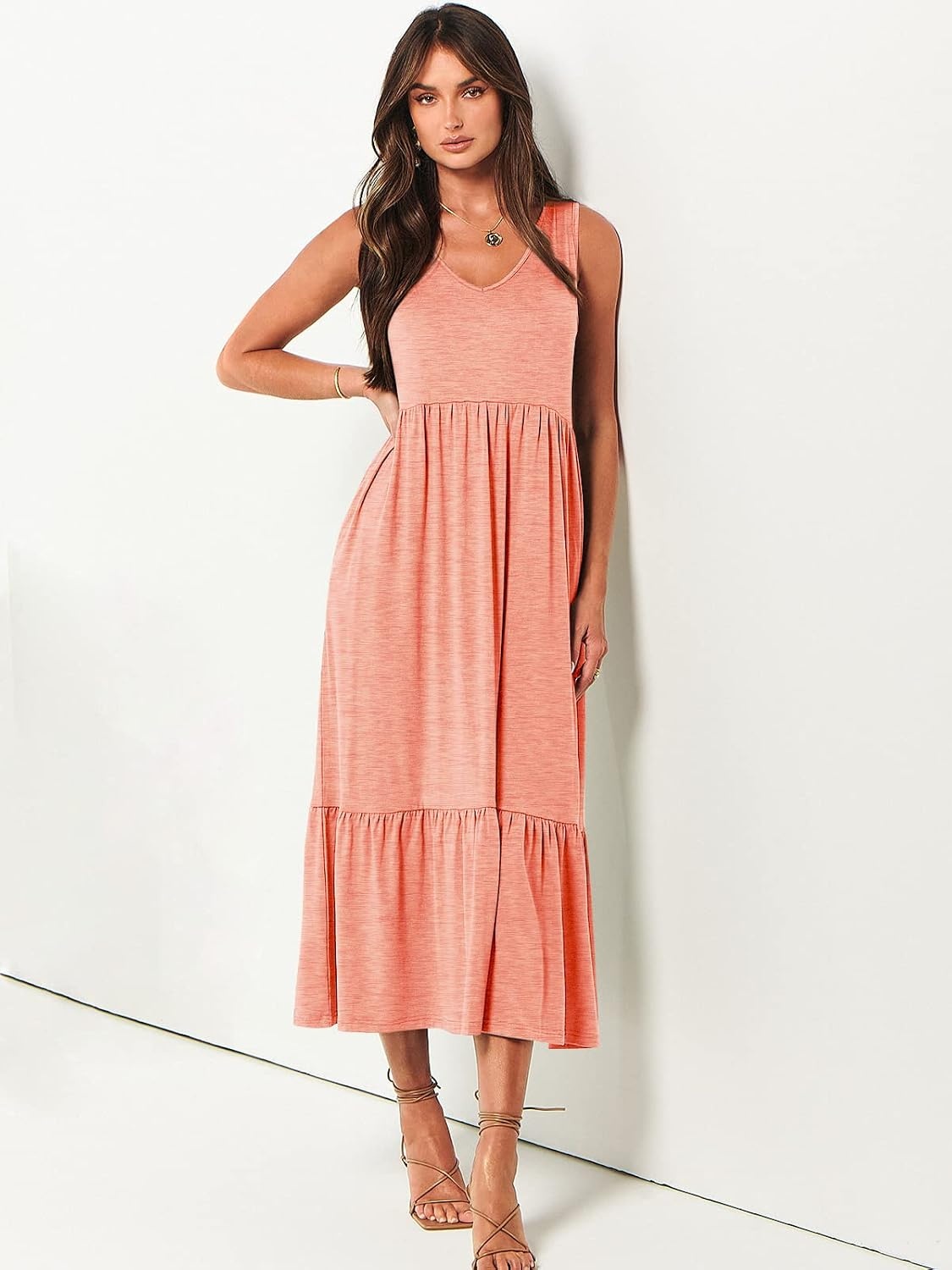 image:imageANRABESS Womens Sleeveless Summer Casual Maxi Dresses with PocketsPink