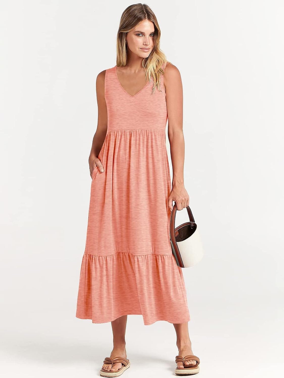 image:imageANRABESS Womens Sleeveless Summer Casual Maxi Dresses with PocketsPink