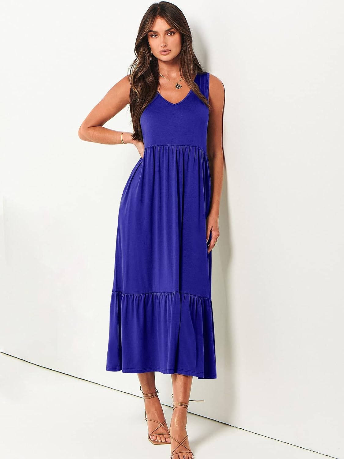 image:imageANRABESS Womens Sleeveless Summer Casual Maxi Dresses with PocketsRoyal Blue