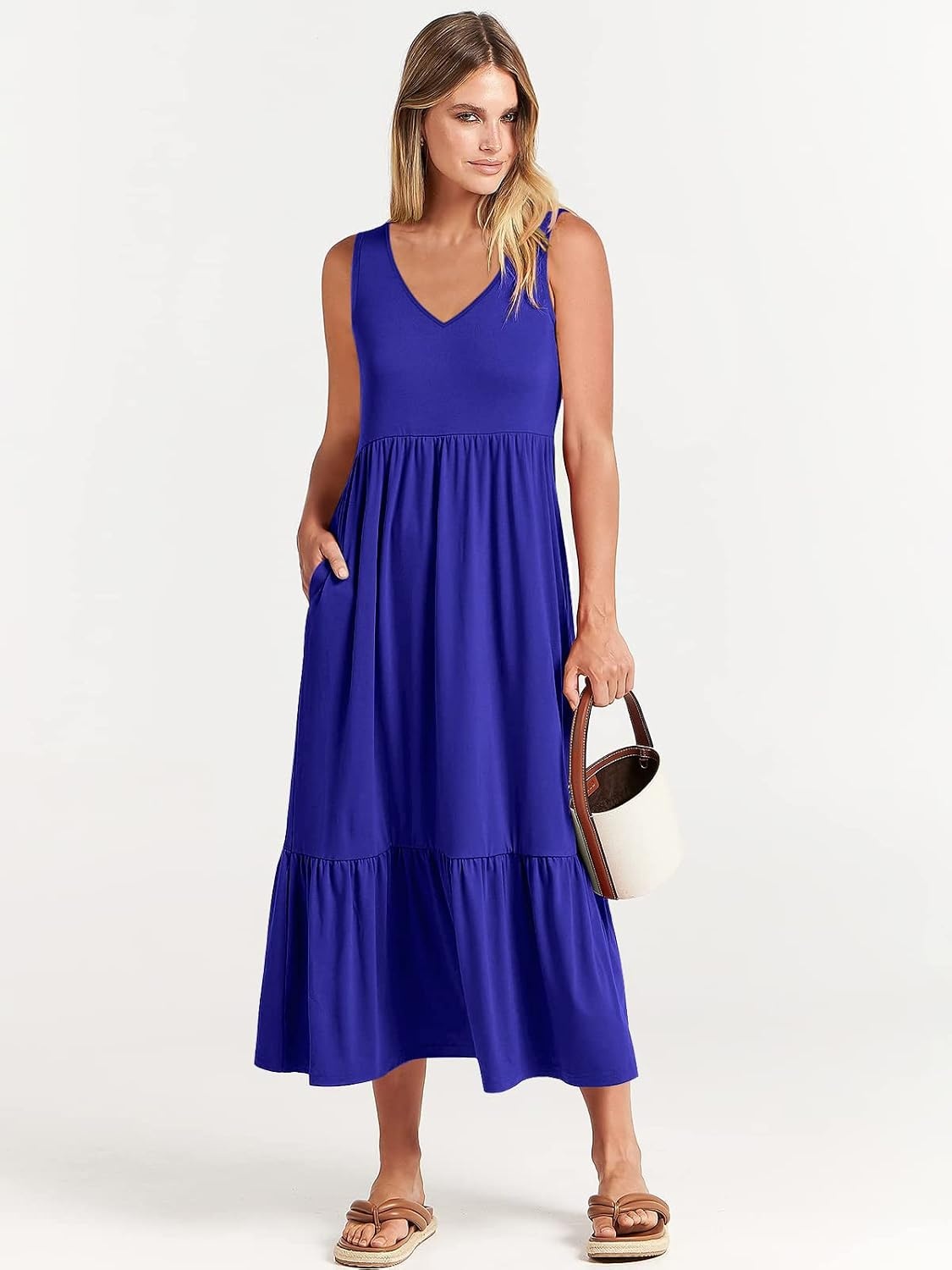 image:imageANRABESS Womens Sleeveless Summer Casual Maxi Dresses with PocketsRoyal Blue