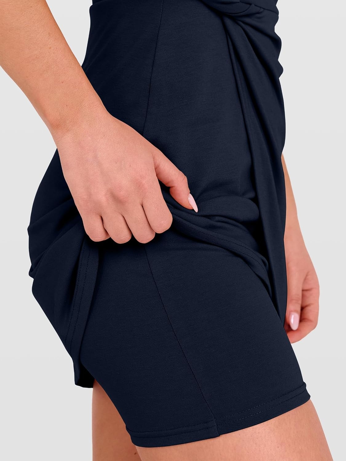image:imageANRABESS Womens Summer Dresses 2026 Bodycon Sleeveless Romper Skort Twist Waist Night Out Vacation Mini Dress Built in ShortsNavy Blue