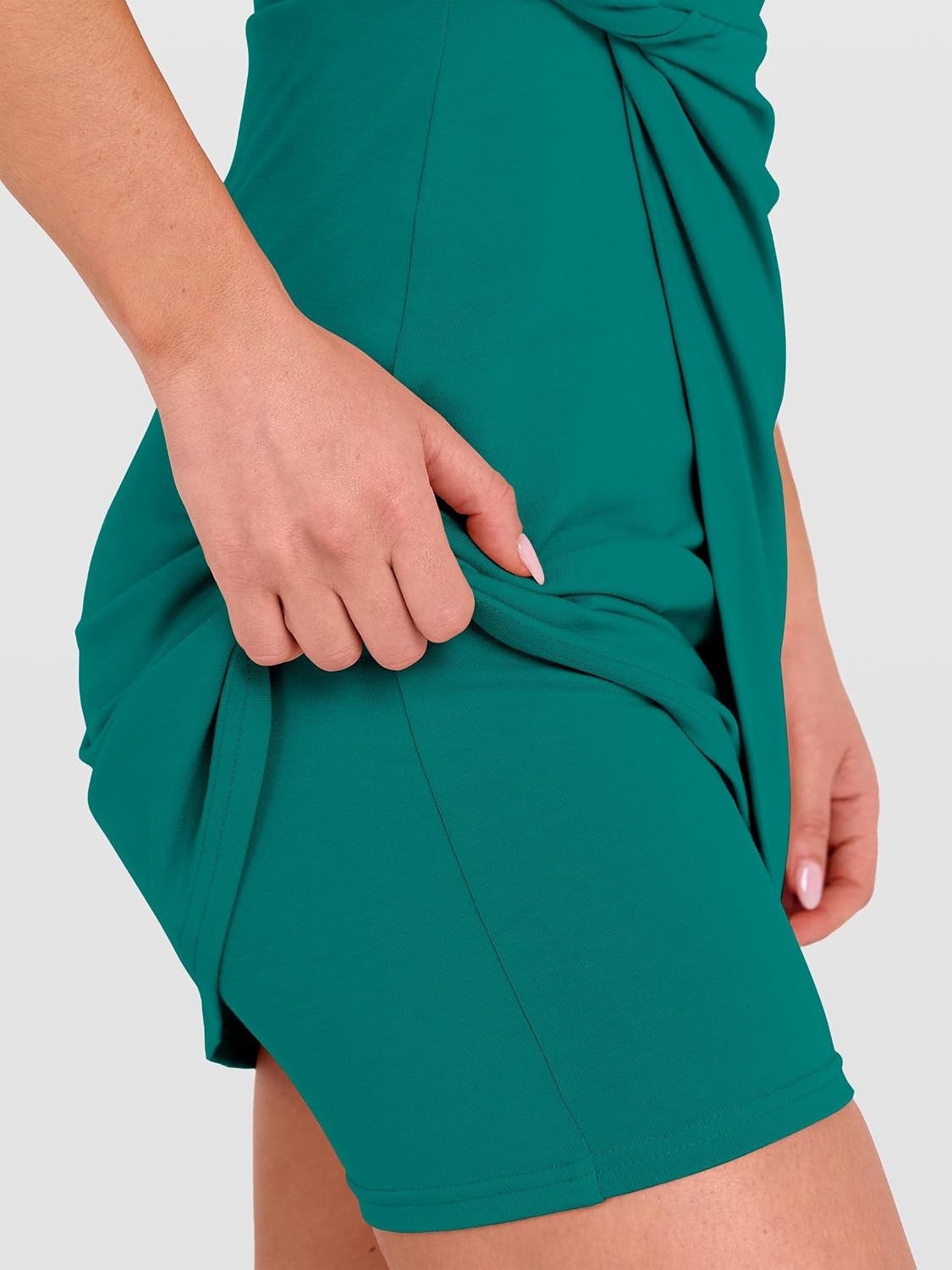image:imageANRABESS Womens Summer Dresses 2026 Bodycon Sleeveless Romper Skort Twist Waist Night Out Vacation Mini Dress Built in ShortsTeal