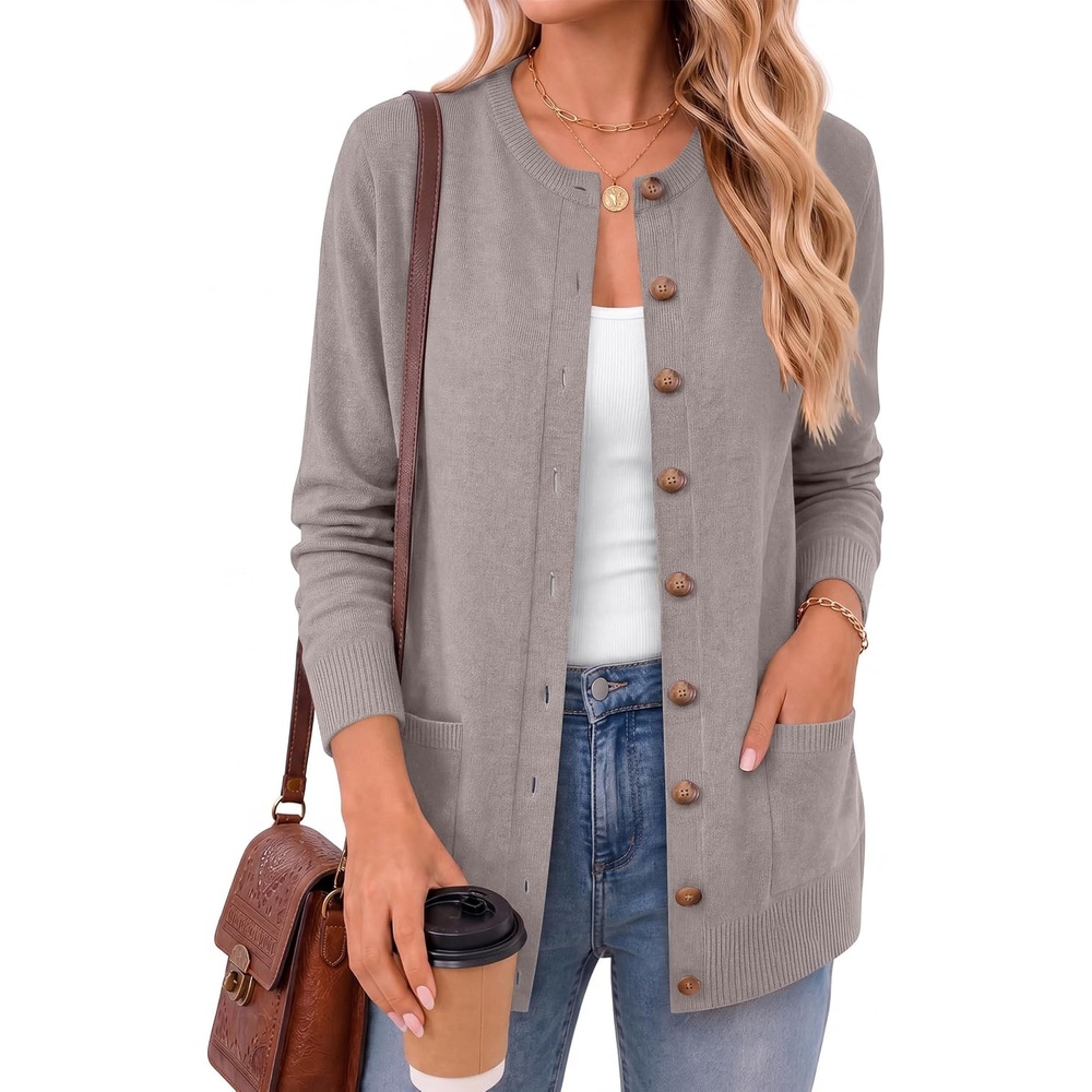 image:imageANRABESS Cardigan Sweater for Women Button Up 2026 Fall OutfitsBright Camel